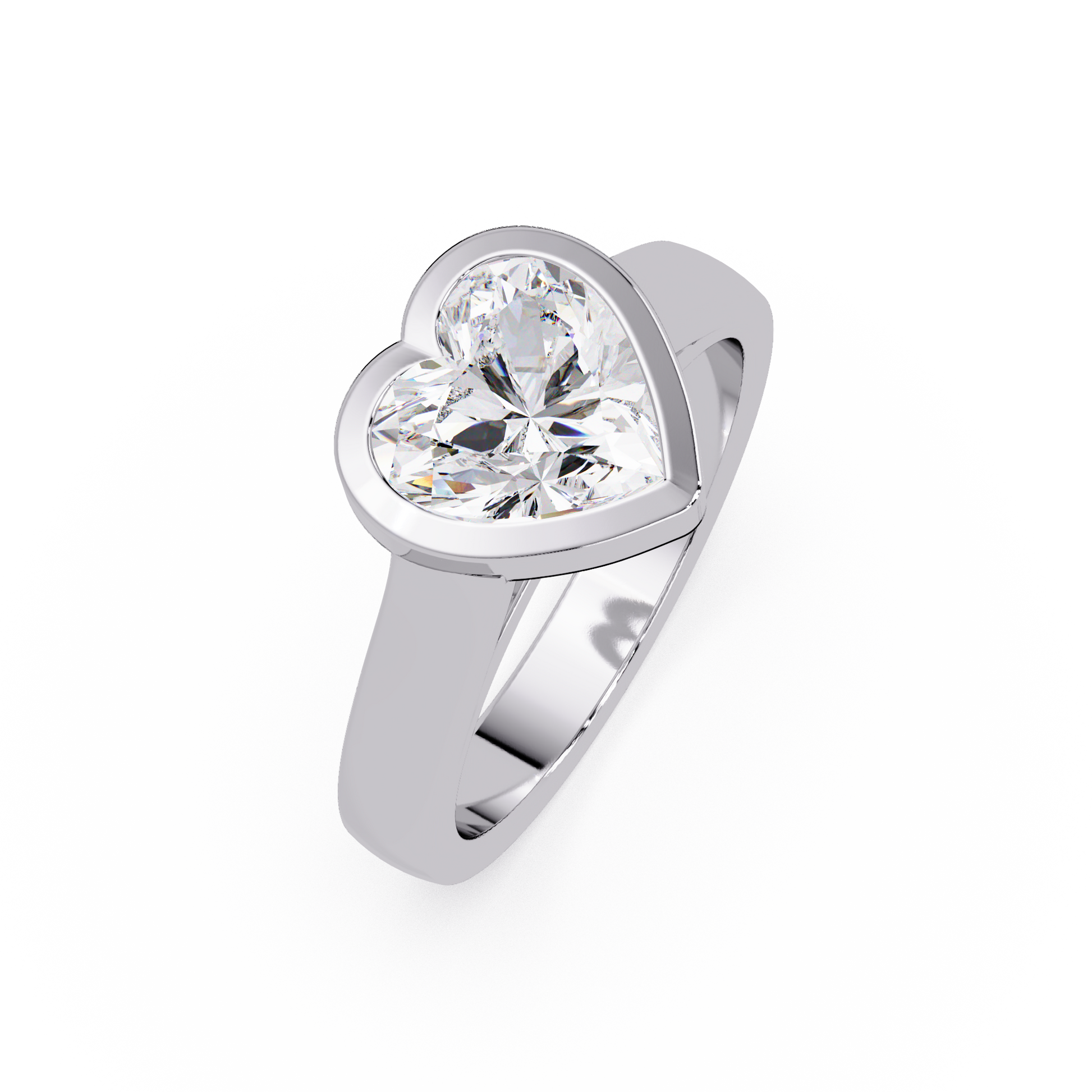 Heart Cut Lab Grown Diamond Bezel Solitaire Ring