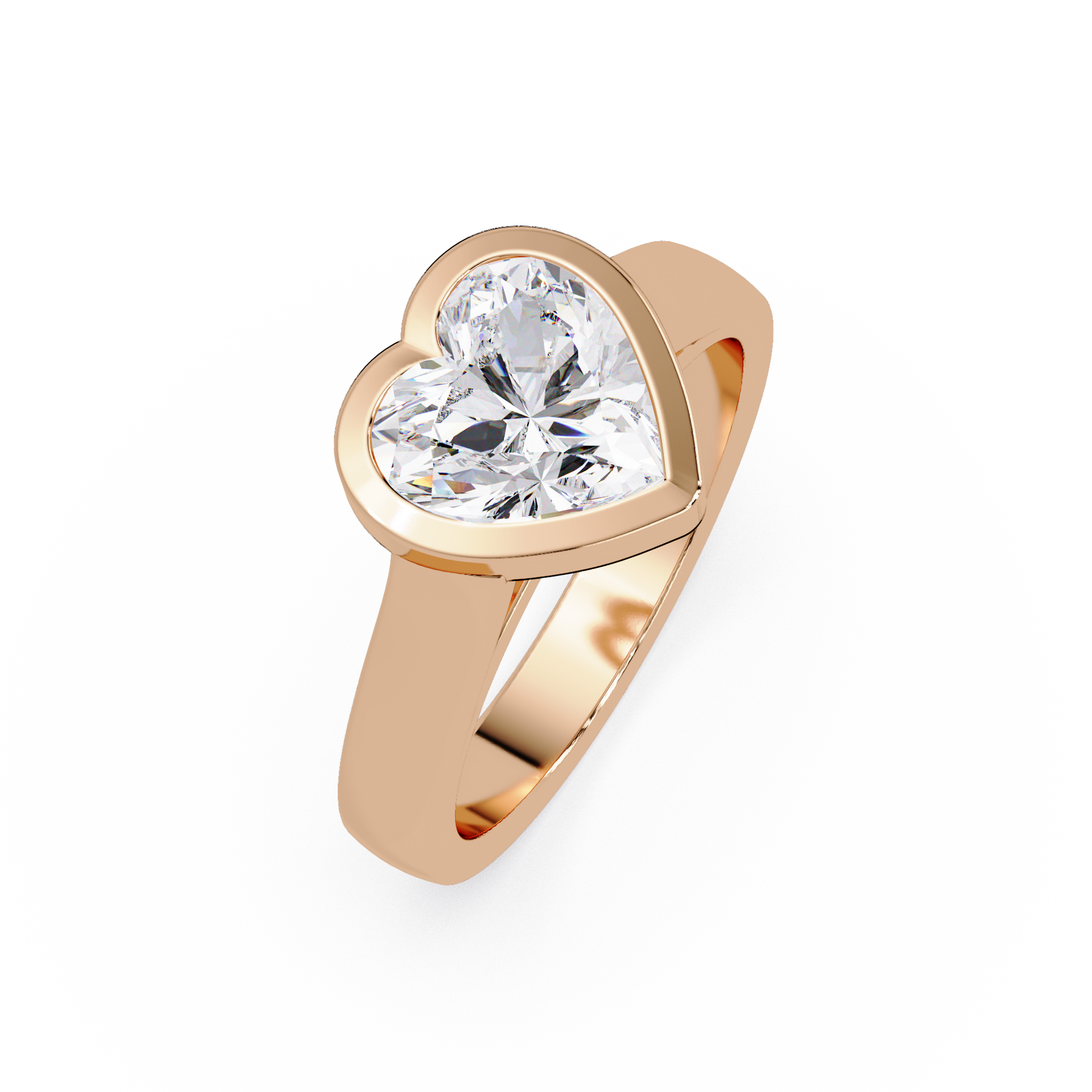 Heart Cut Lab Grown Diamond Bezel Solitaire Ring