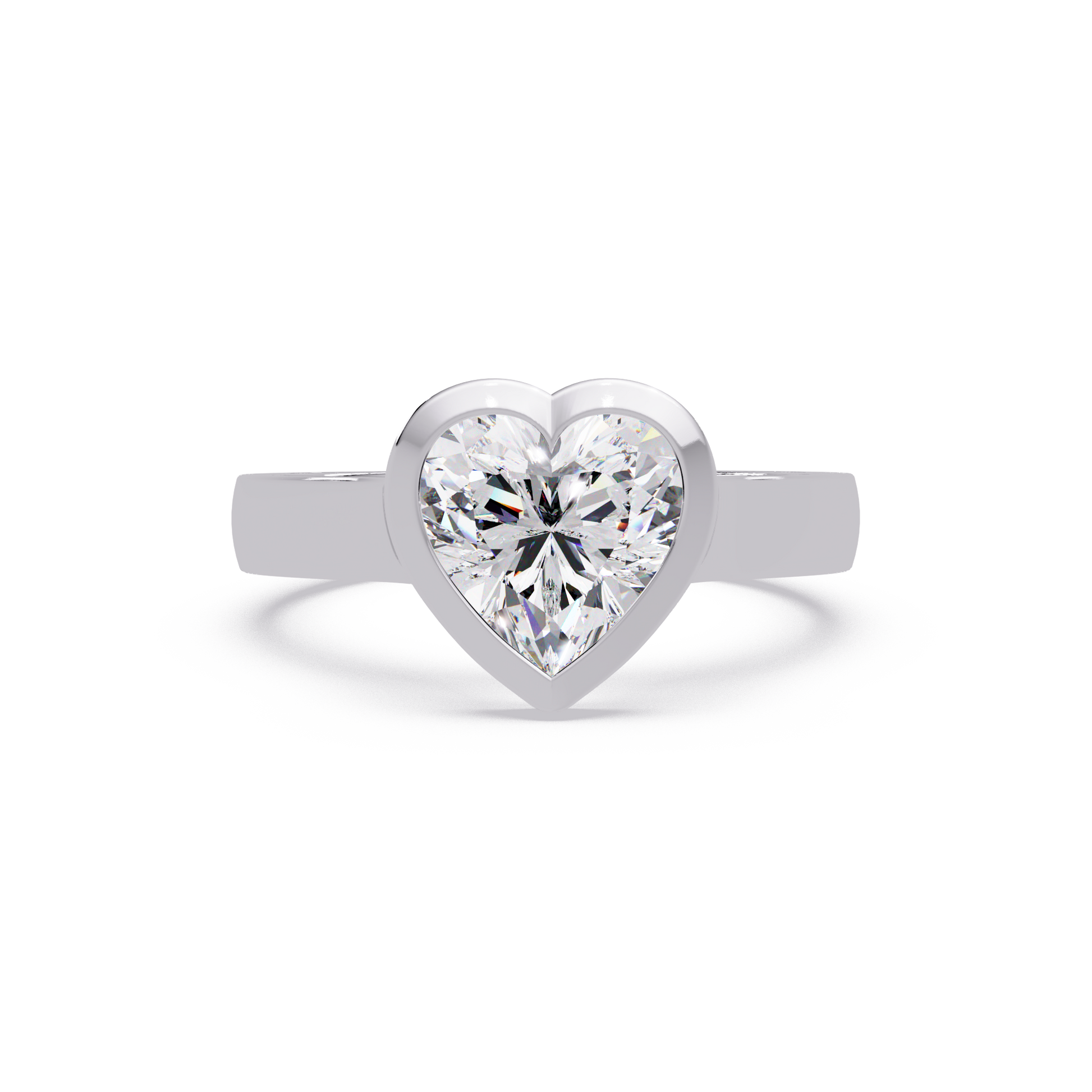 Heart Cut Lab Grown Diamond Bezel Solitaire Ring