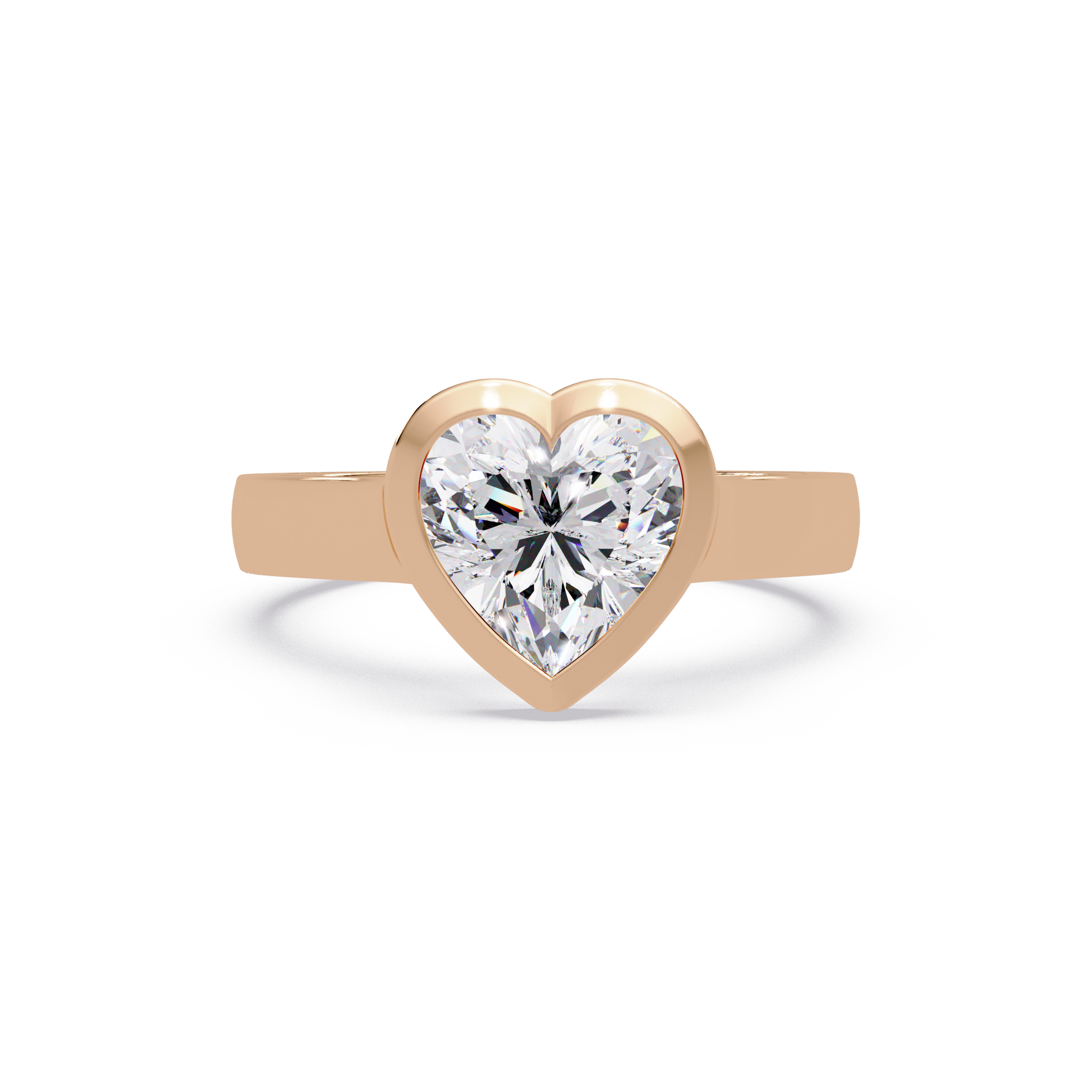 Heart Cut Lab Grown Diamond Bezel Solitaire Ring