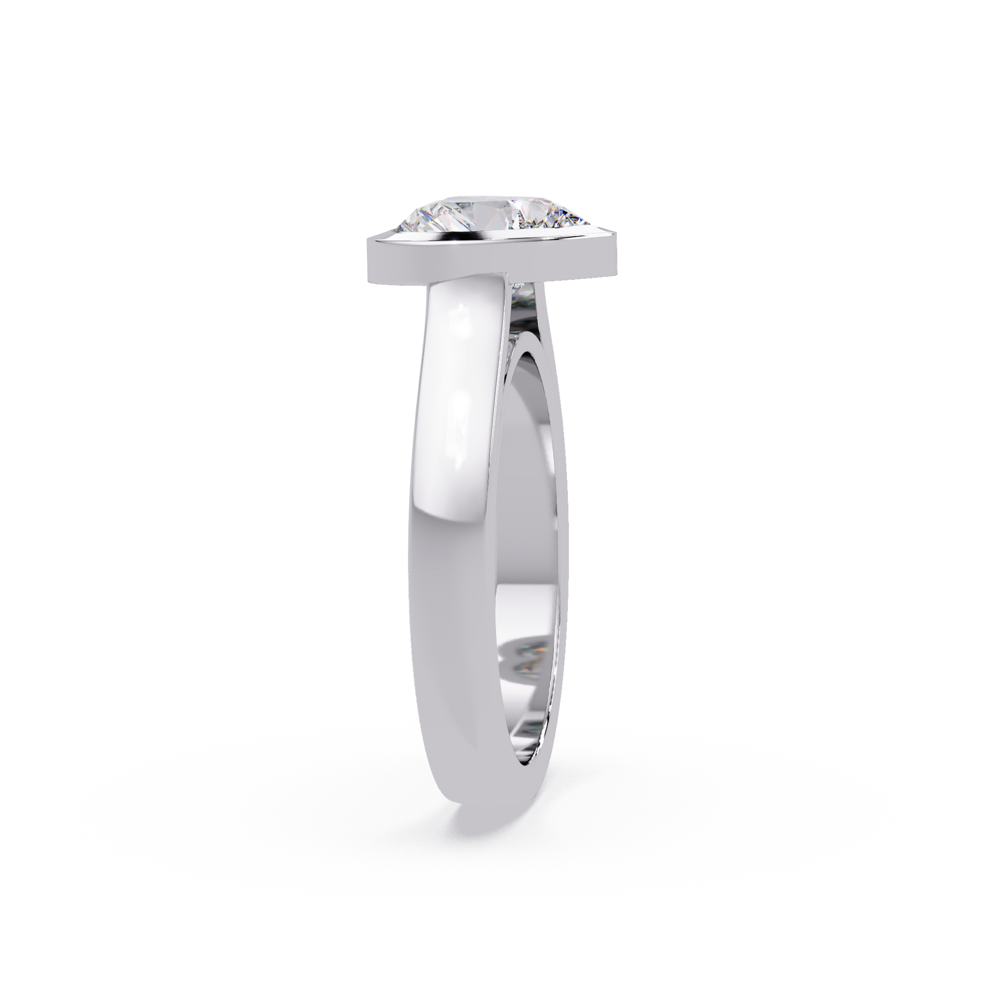 Heart Cut Lab Grown Diamond Bezel Solitaire Ring