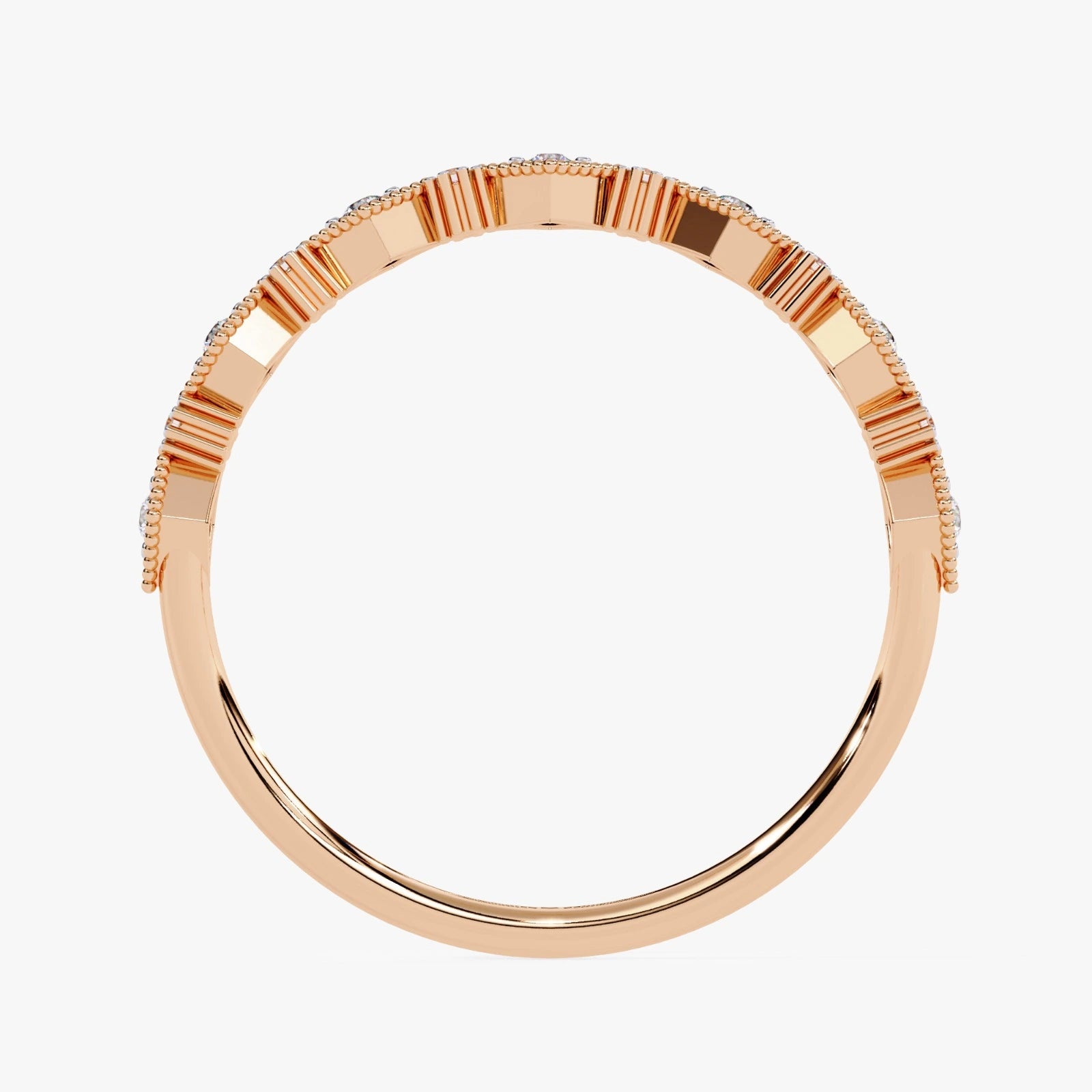 Gold Diamond Anniversary Band – Vintage Geometric Lab Grown Diamond Ring