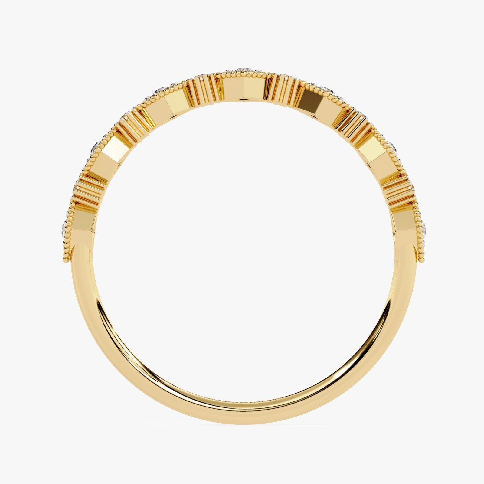 Gold Diamond Anniversary Band – Vintage Geometric Lab Grown Diamond Ring
