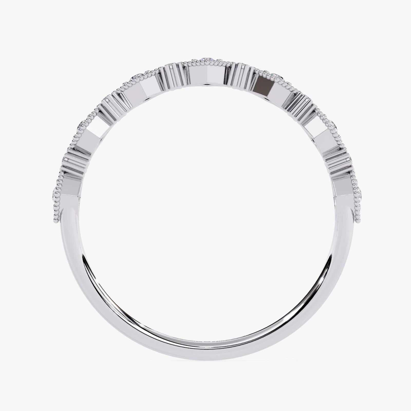 Gold Diamond Anniversary Band – Vintage Geometric Lab Grown Diamond Ring