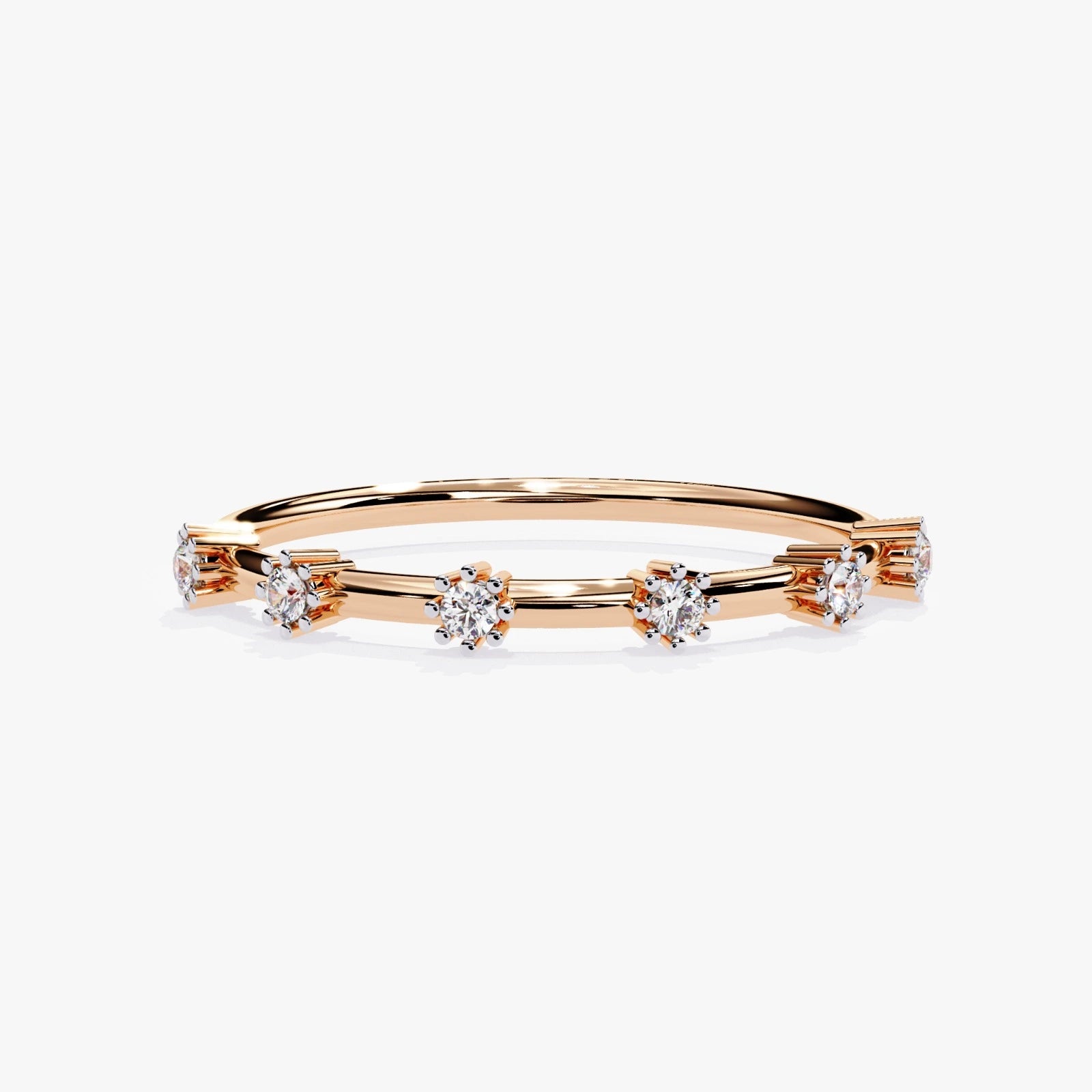 Half Eternity Lab Grown Diamond Band  Round Cut Diamond Wedding Ring