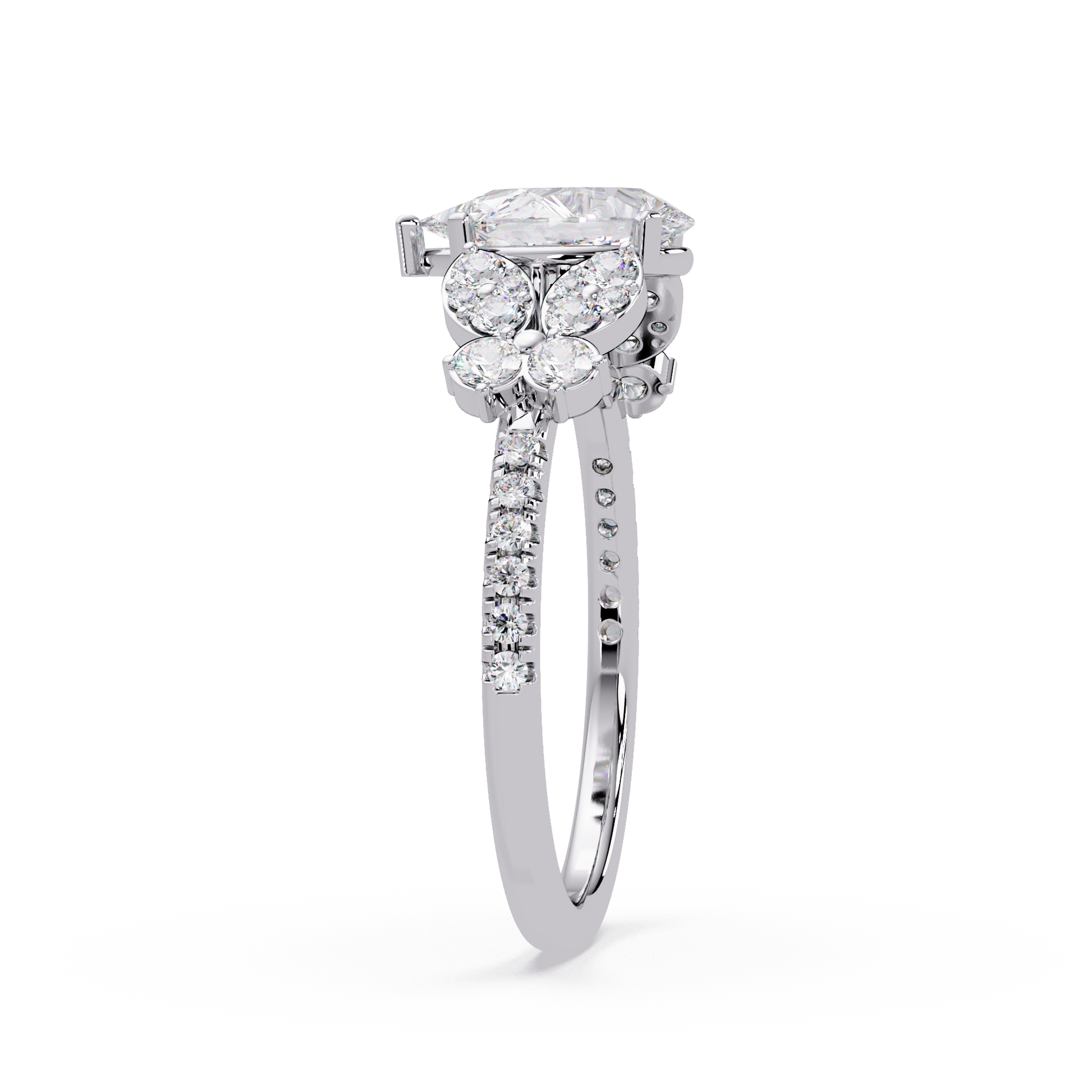Pear Cut Lab Grown Diamond Snow Drift Ring
