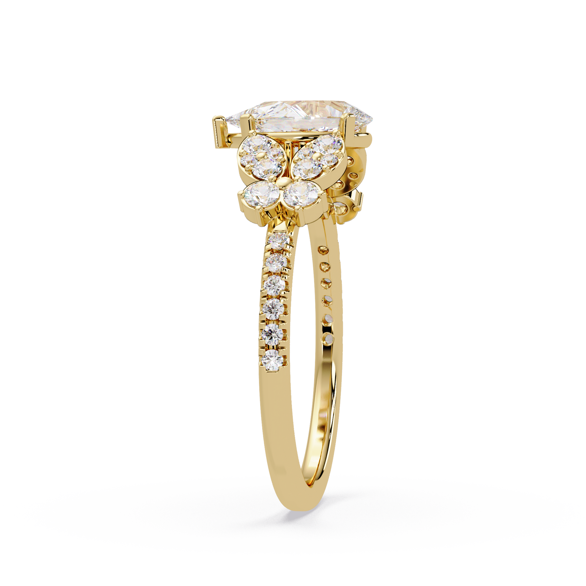 Pear Cut Lab Grown Diamond Snow Drift Ring