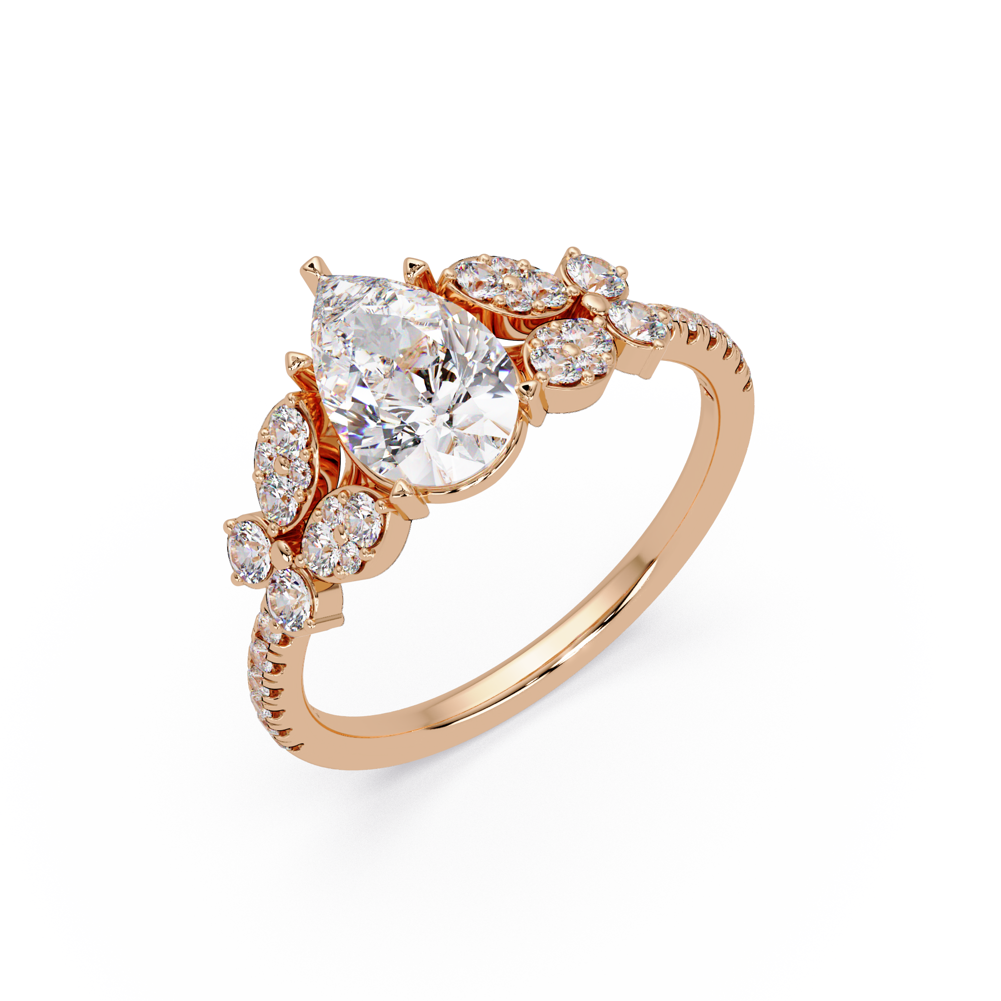 Pear Cut Lab Grown Diamond Snow Drift Ring