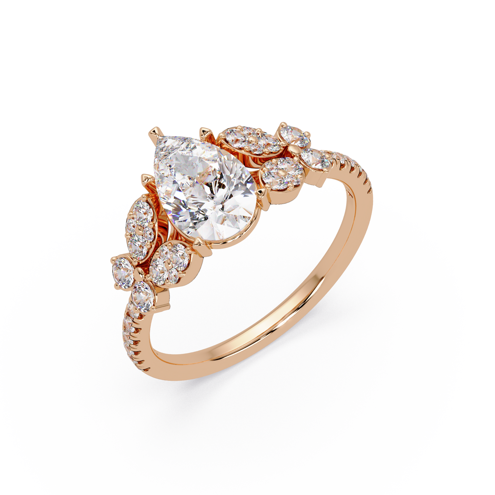 Pear Cut Lab Grown Diamond Snow Drift Ring