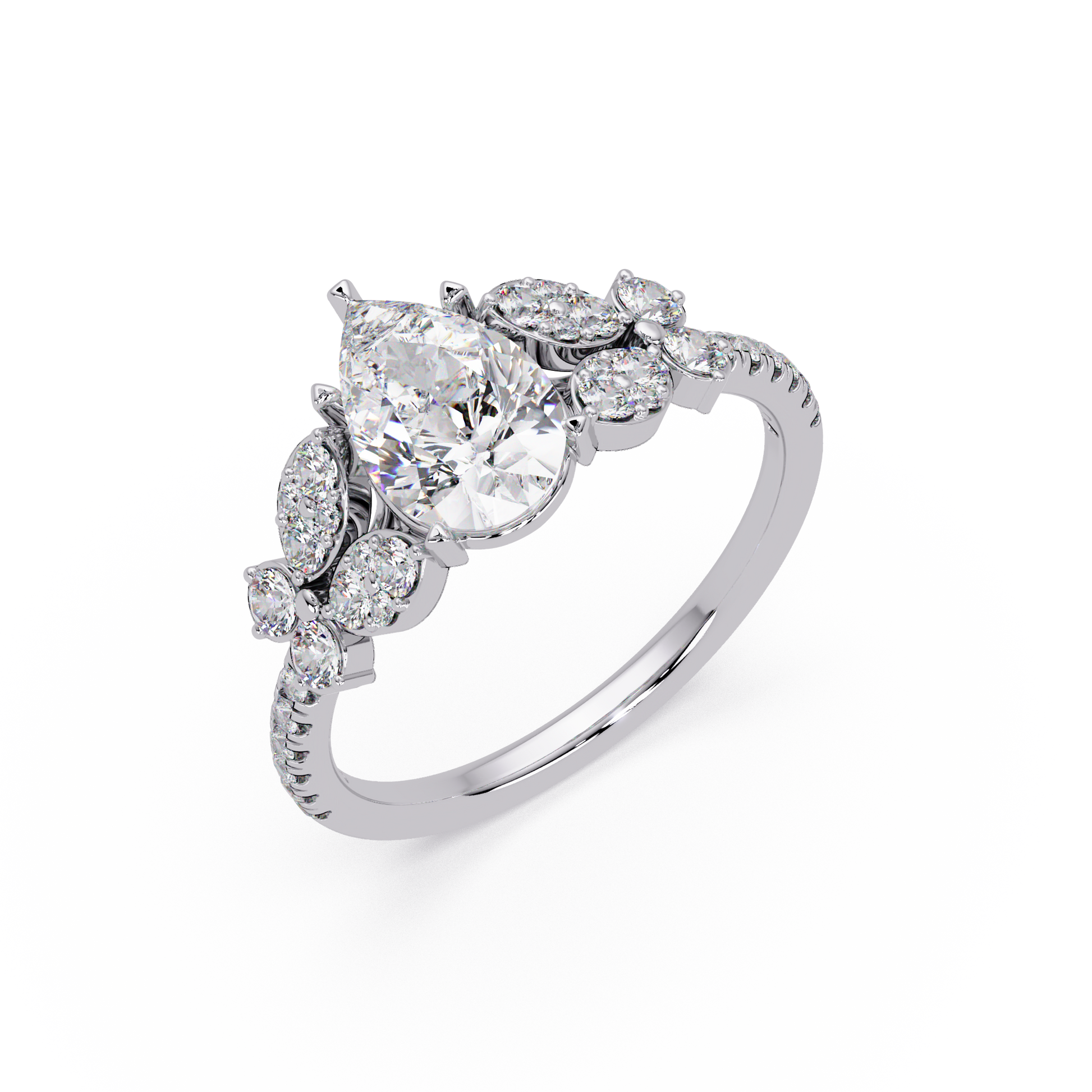 Pear Cut Lab Grown Diamond Snow Drift Ring