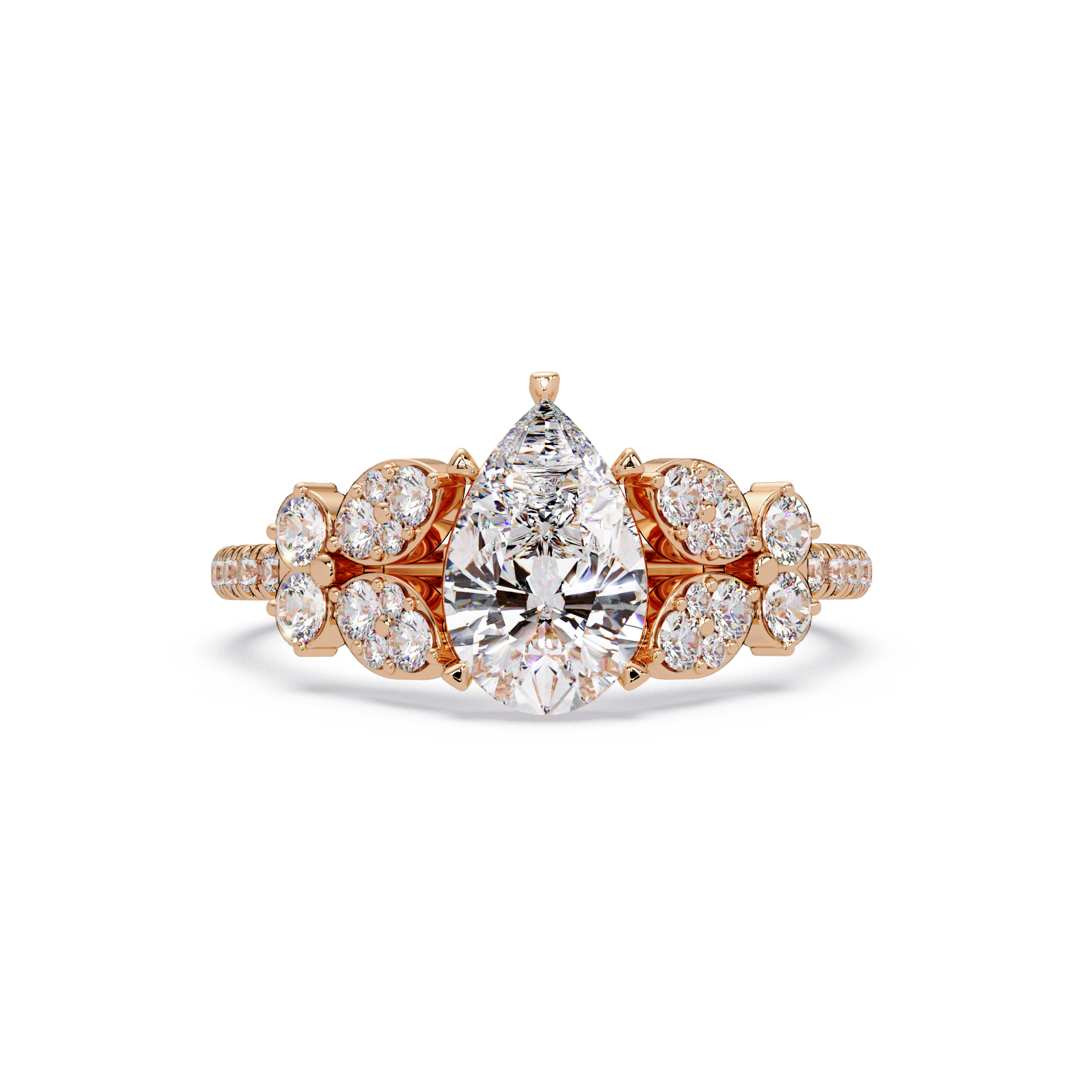 Pear Cut Lab Grown Diamond Snow Drift Ring