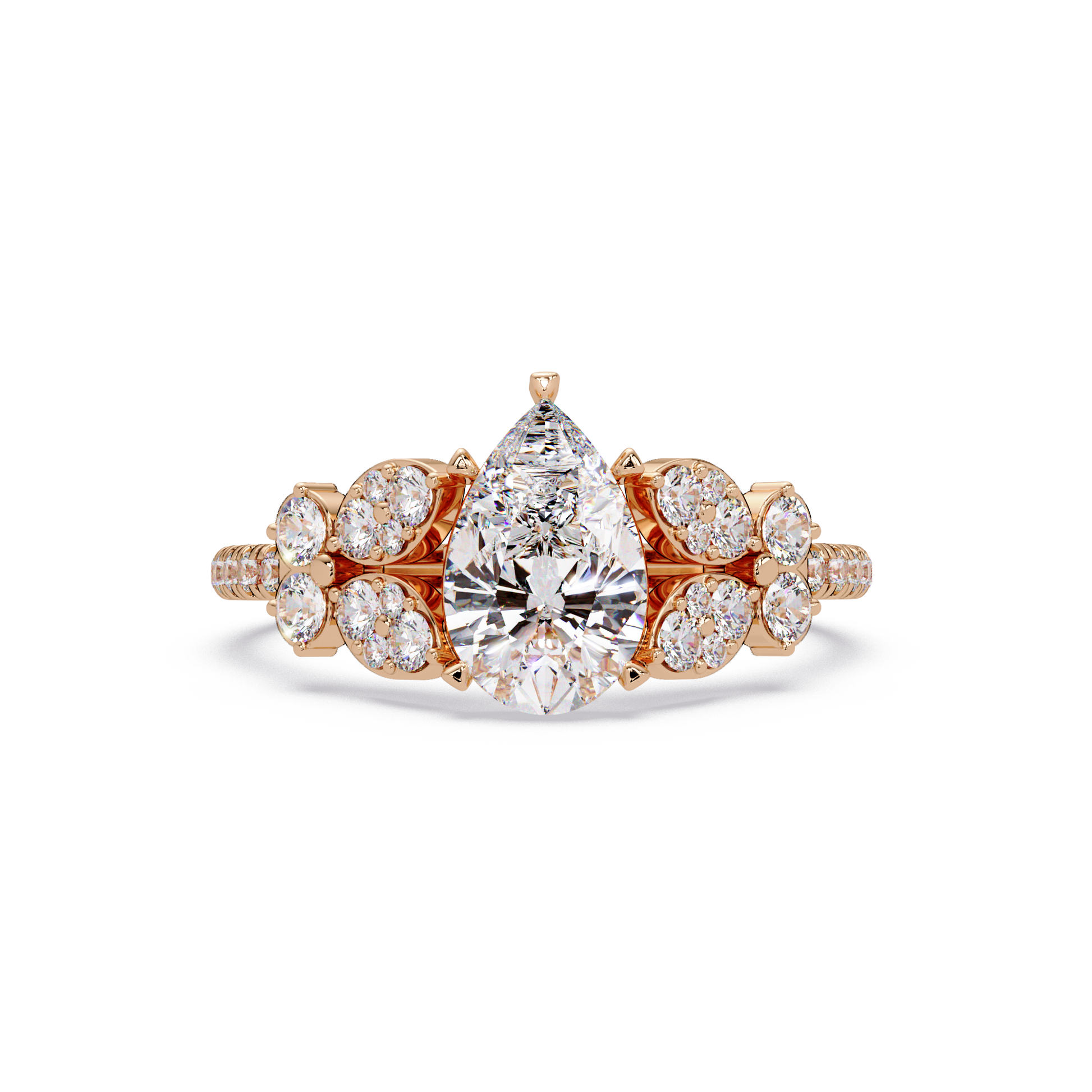 Pear Cut Lab Grown Diamond Snow Drift Ring