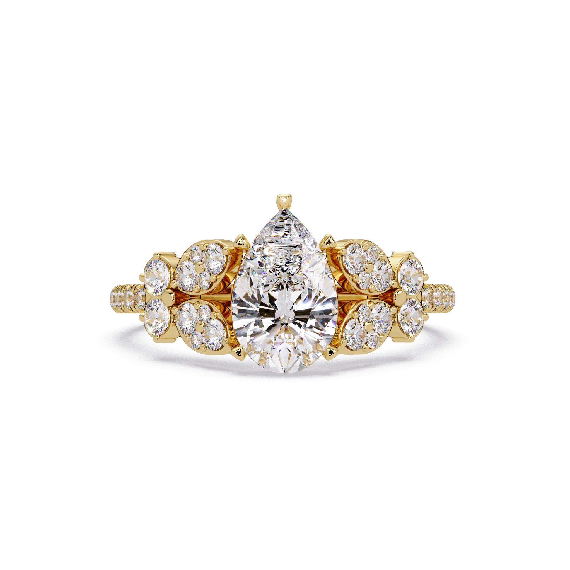 Pear Cut Lab Grown Diamond Snow Drift Ring