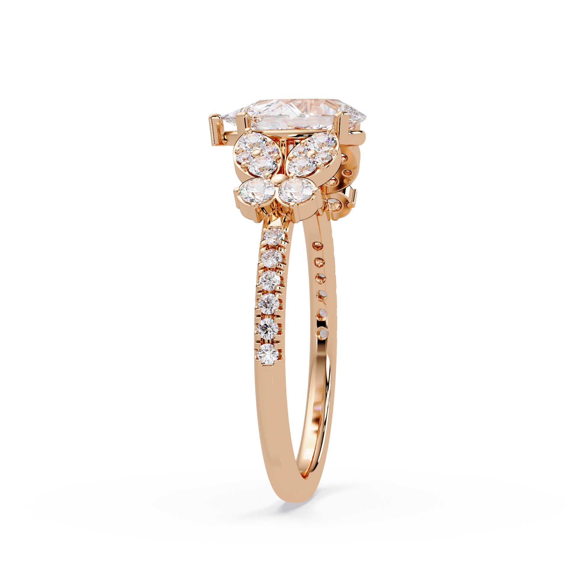 Pear Cut Lab Grown Diamond Snow Drift Ring