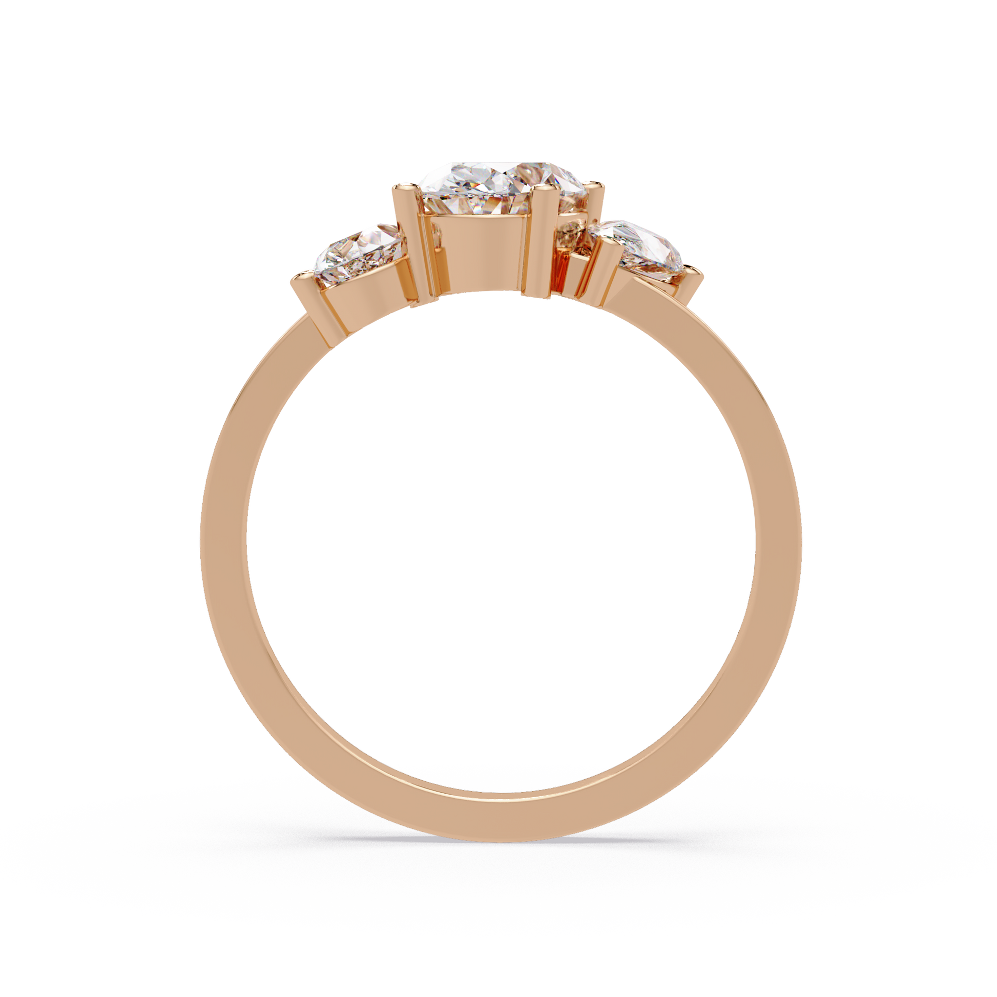 Oval Cut Lab Grown Diamond Three Stone Ring