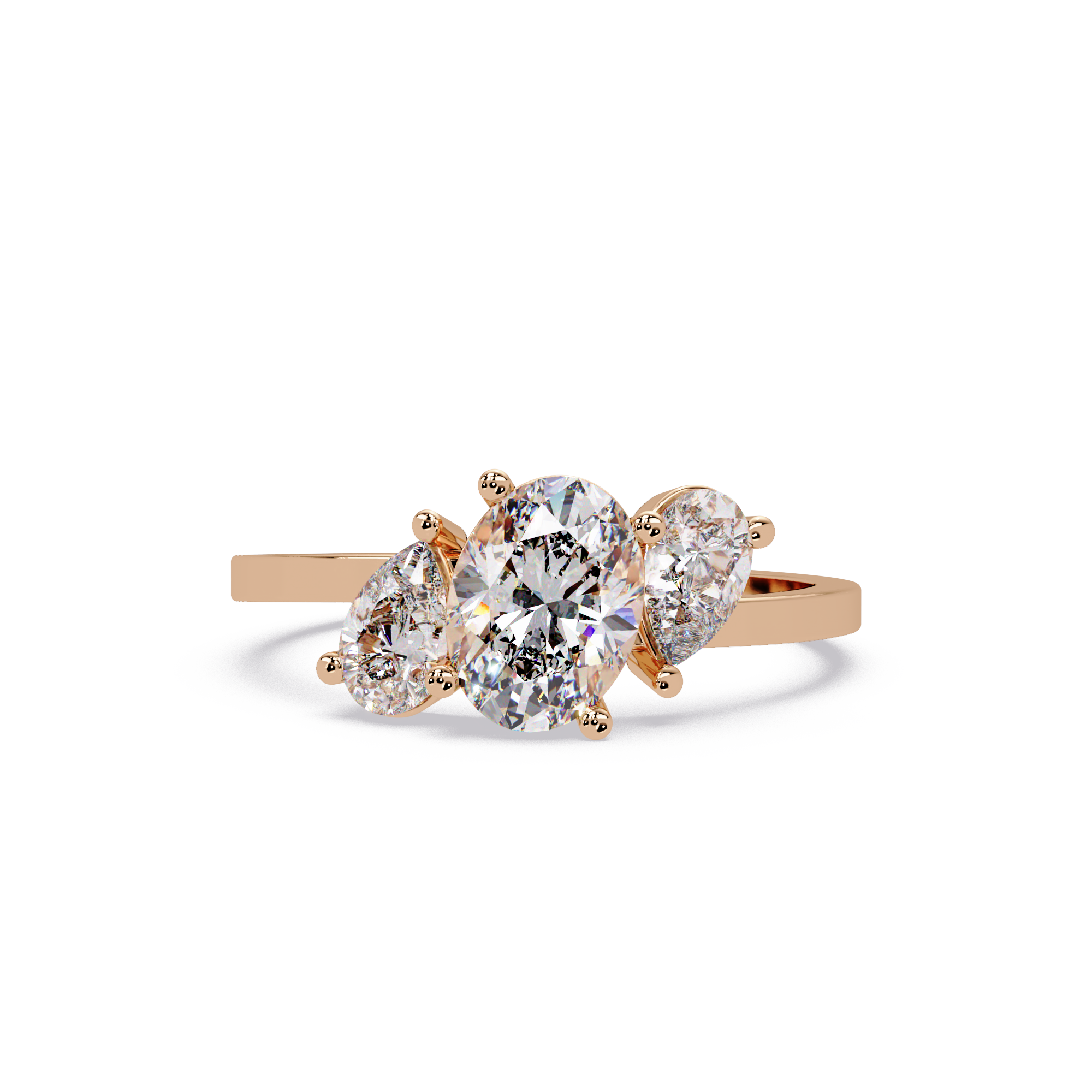 Oval Cut Lab Grown Diamond Three Stone Ring