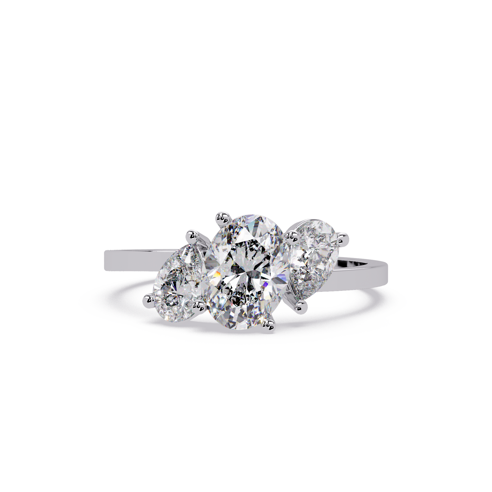 Oval Cut Lab Grown Diamond Three Stone Ring
