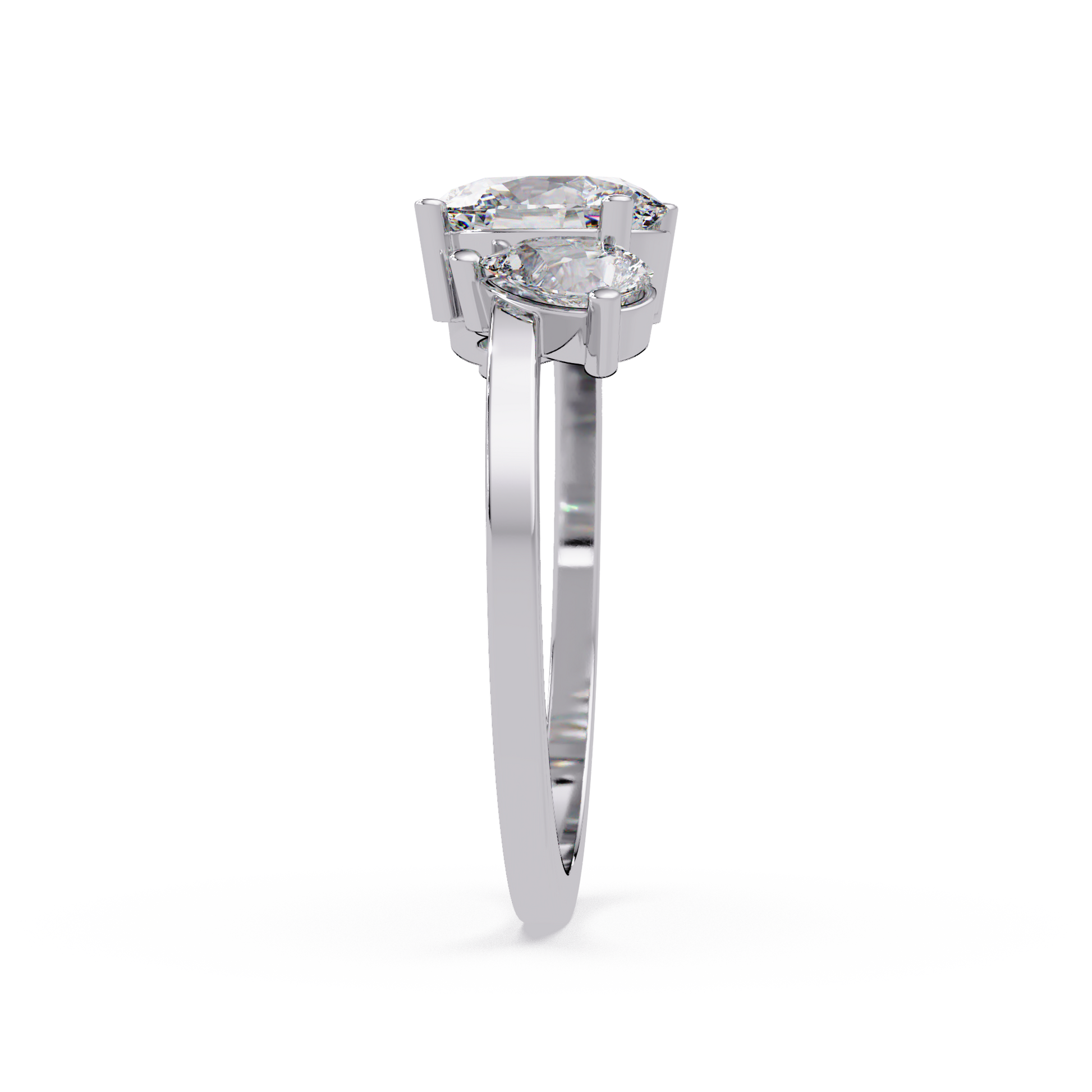 Oval Cut Lab Grown Diamond Three Stone Ring
