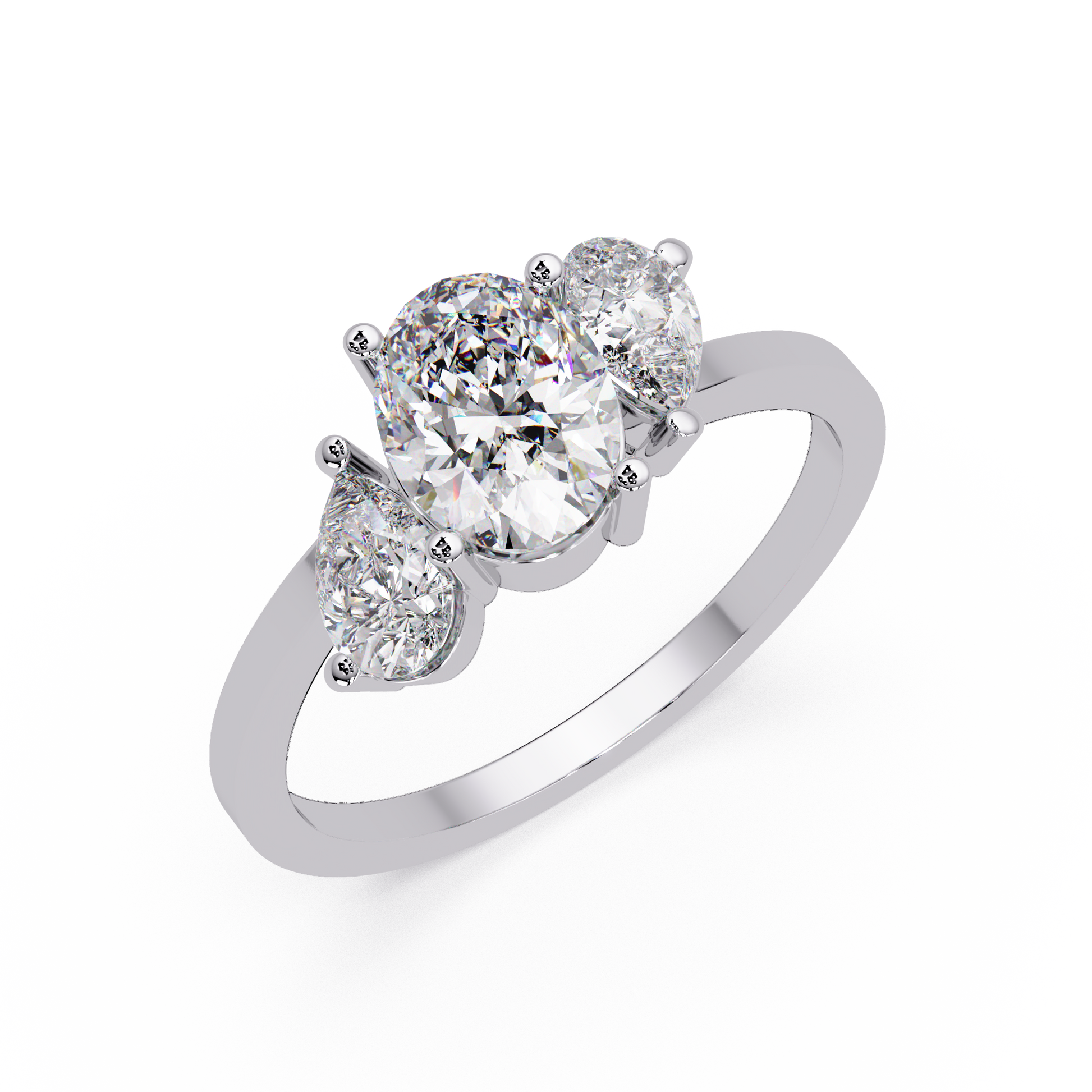 Oval Cut Lab Grown Diamond Three Stone Ring