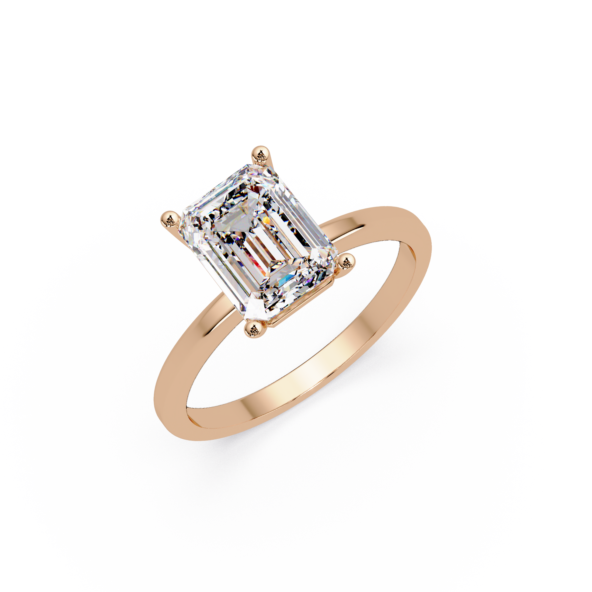 Emerald Cut Lab Grown Diamond Solitaire Ring