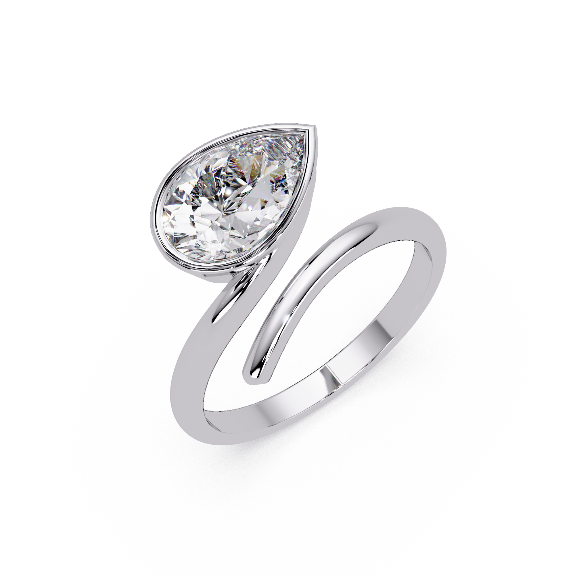 Pear Cut Lab Grown Diamond Solitaire Ring