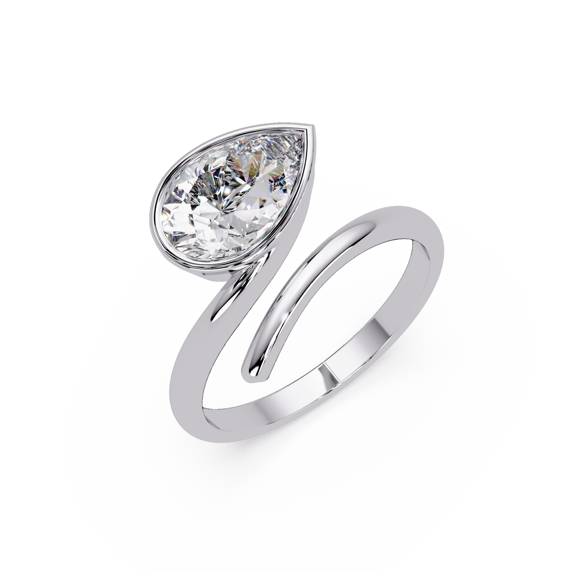 Pear Cut Lab Grown Diamond Solitaire Ring