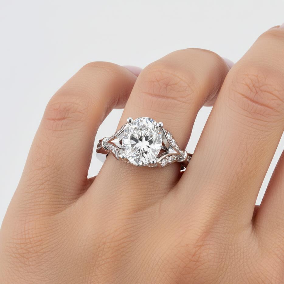 Oval Cut Lab Grown Diamond Split Shank