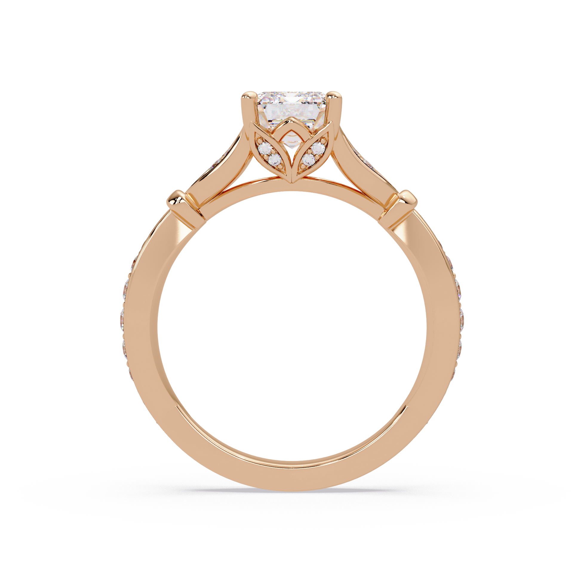 Emerald Cut Lab Grown Diamond Ring in Split Shank