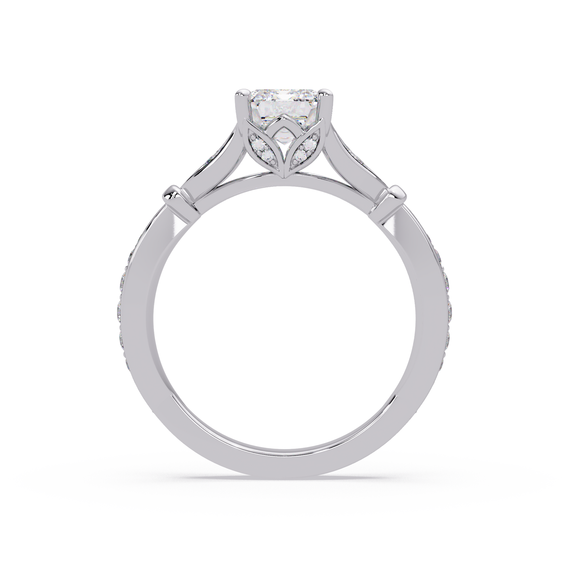 Emerald Cut Lab Grown Diamond Ring in Split Shank