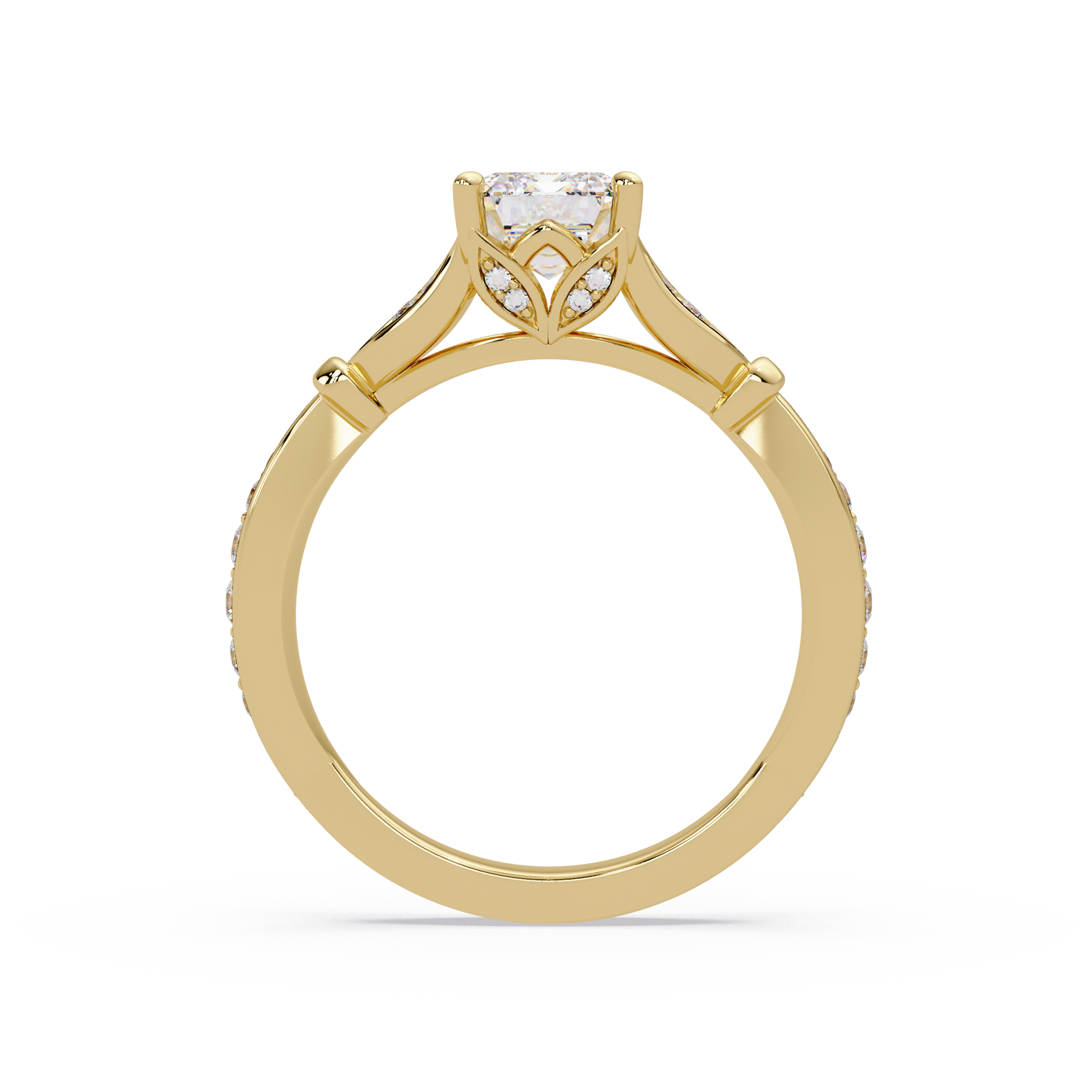 Emerald Cut Lab Grown Diamond Ring in Split Shank