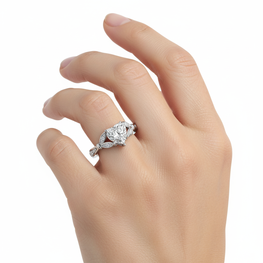 Heart Cut Lab Grown Diamond Split Shank Ring