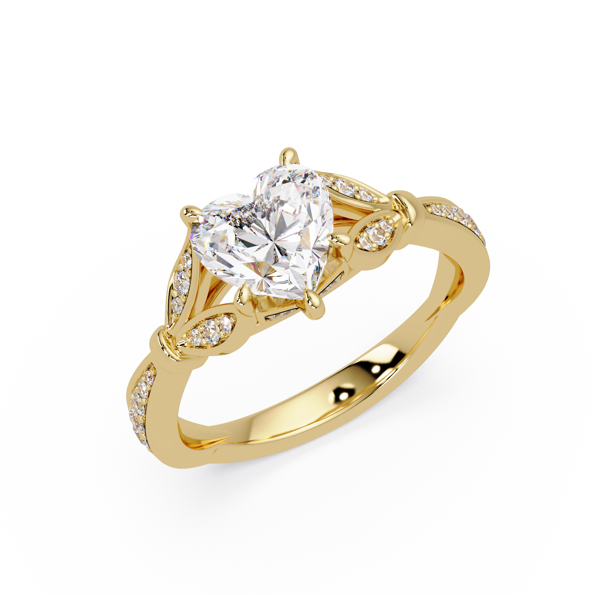 Heart Cut Lab Grown Diamond Split Shank Ring