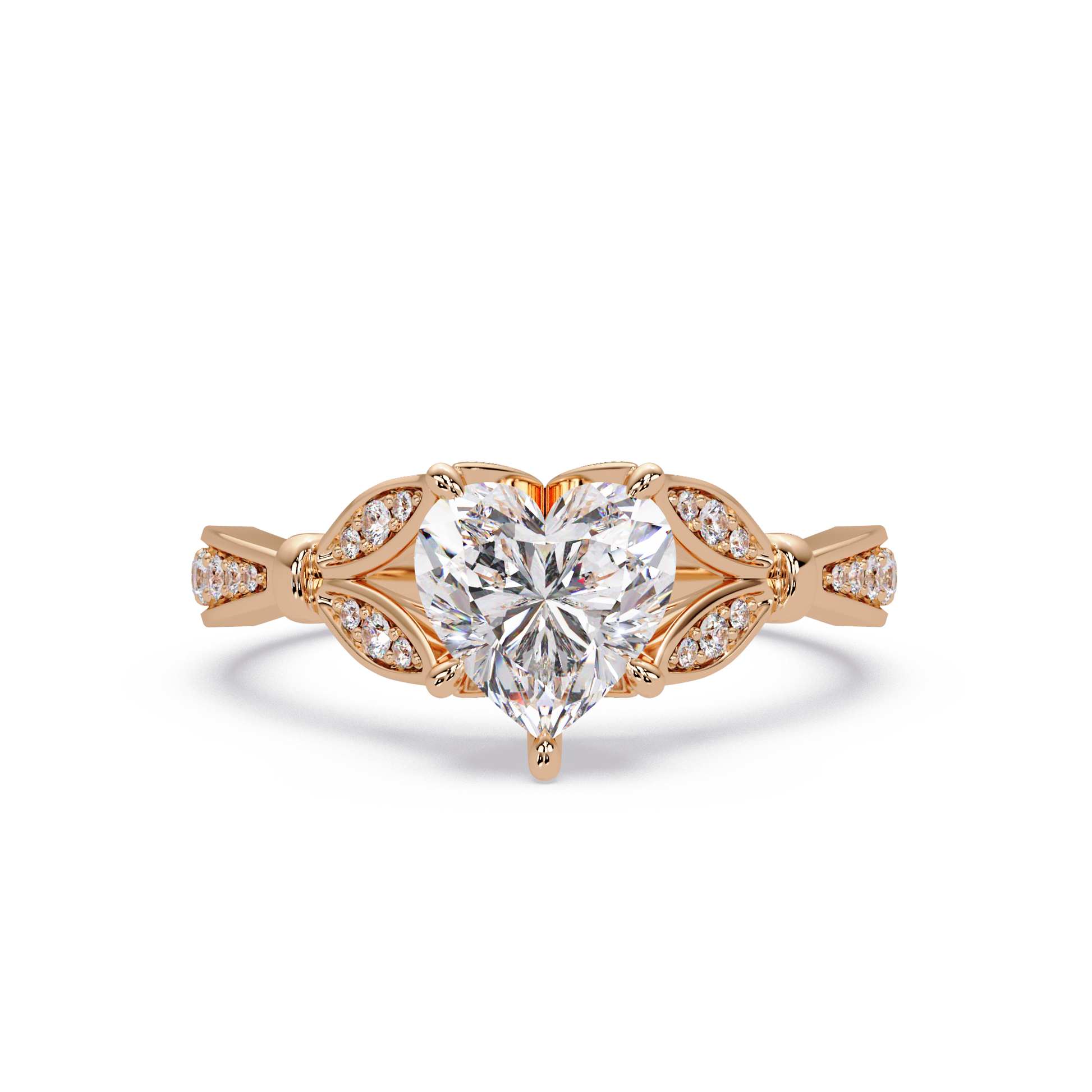 Heart Cut Lab Grown Diamond Split Shank Ring