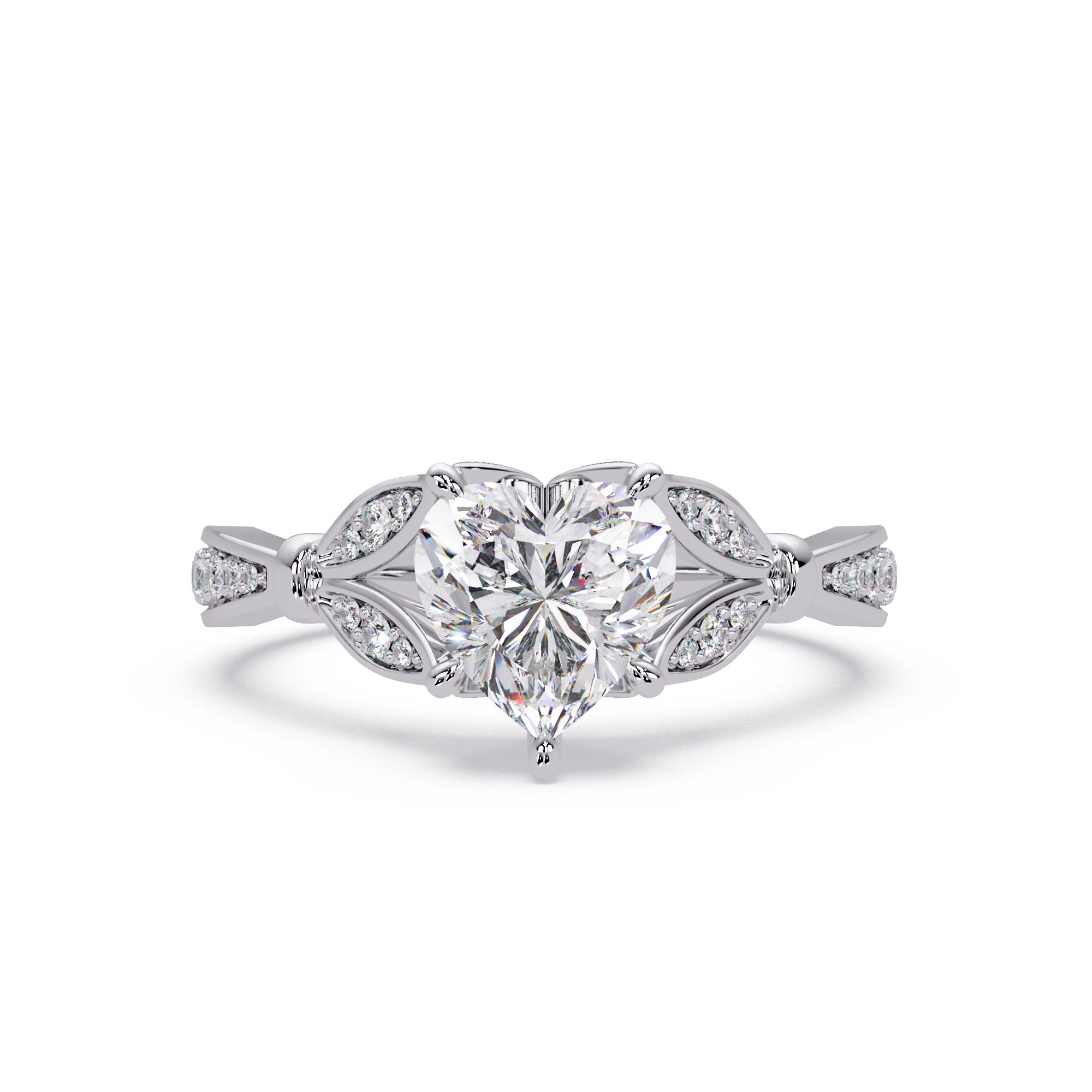 Heart Cut Lab Grown Diamond Split Shank Ring