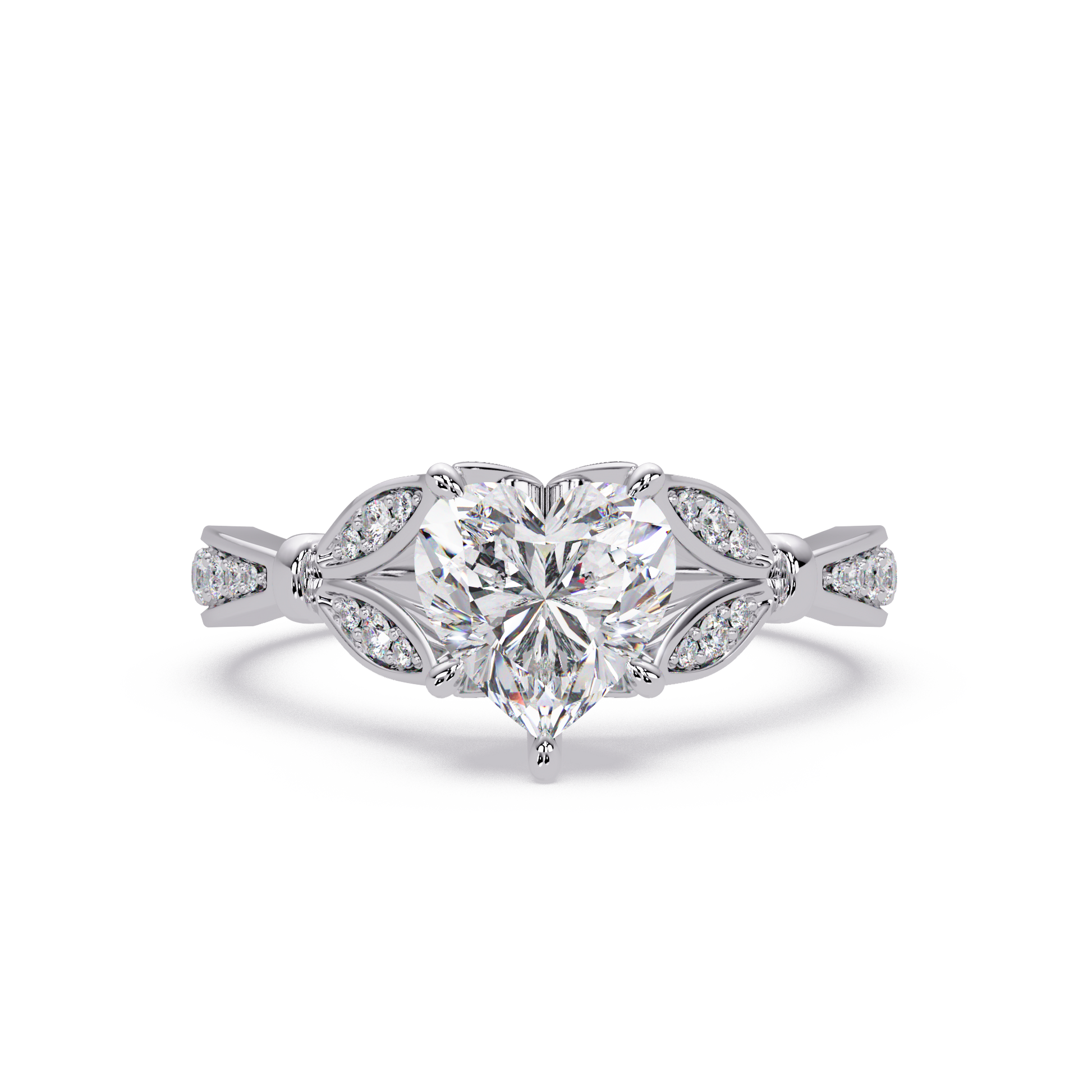 Heart Cut Lab Grown Diamond Split Shank Ring