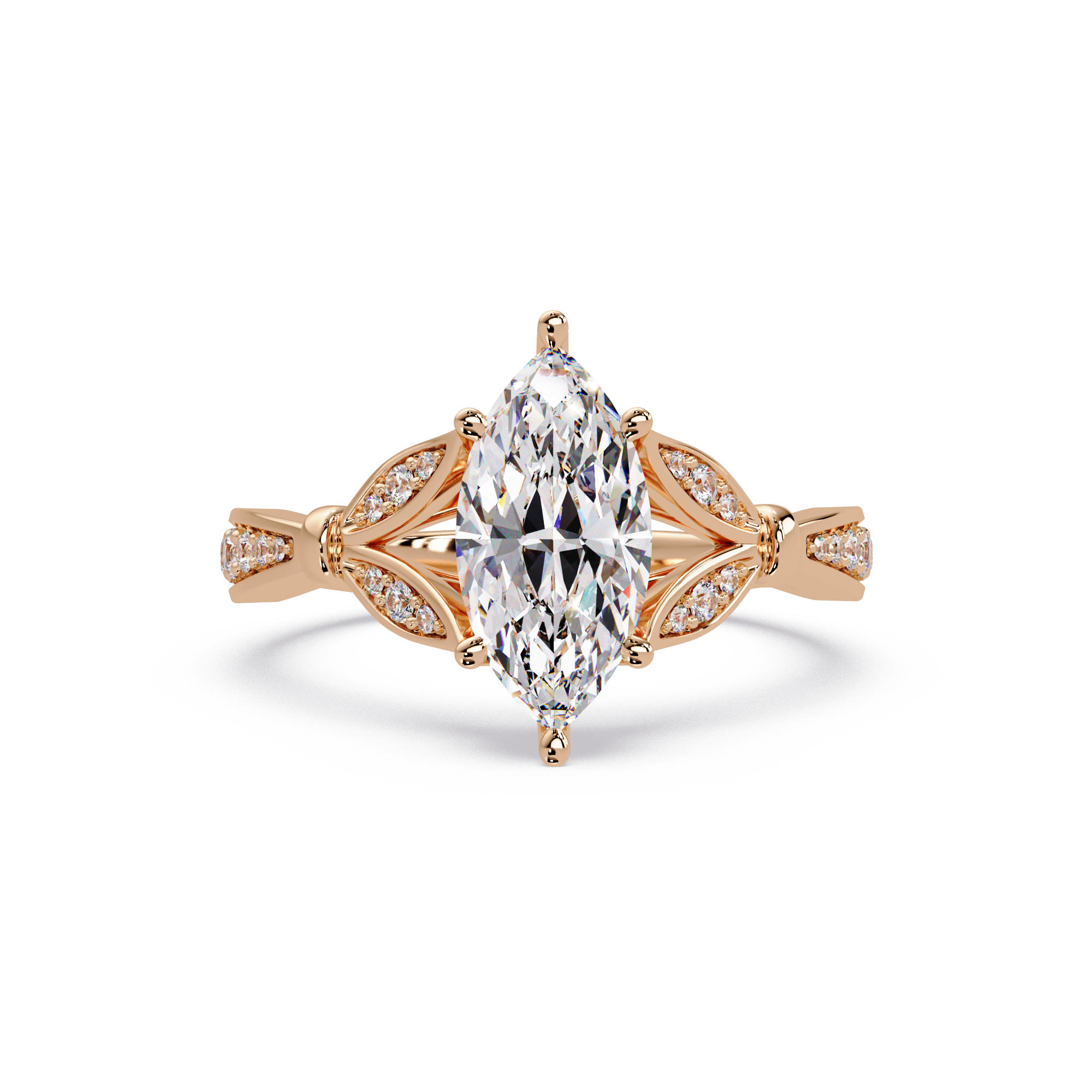 Marquise Cut Lab Grown Diamond Split Shank Ring