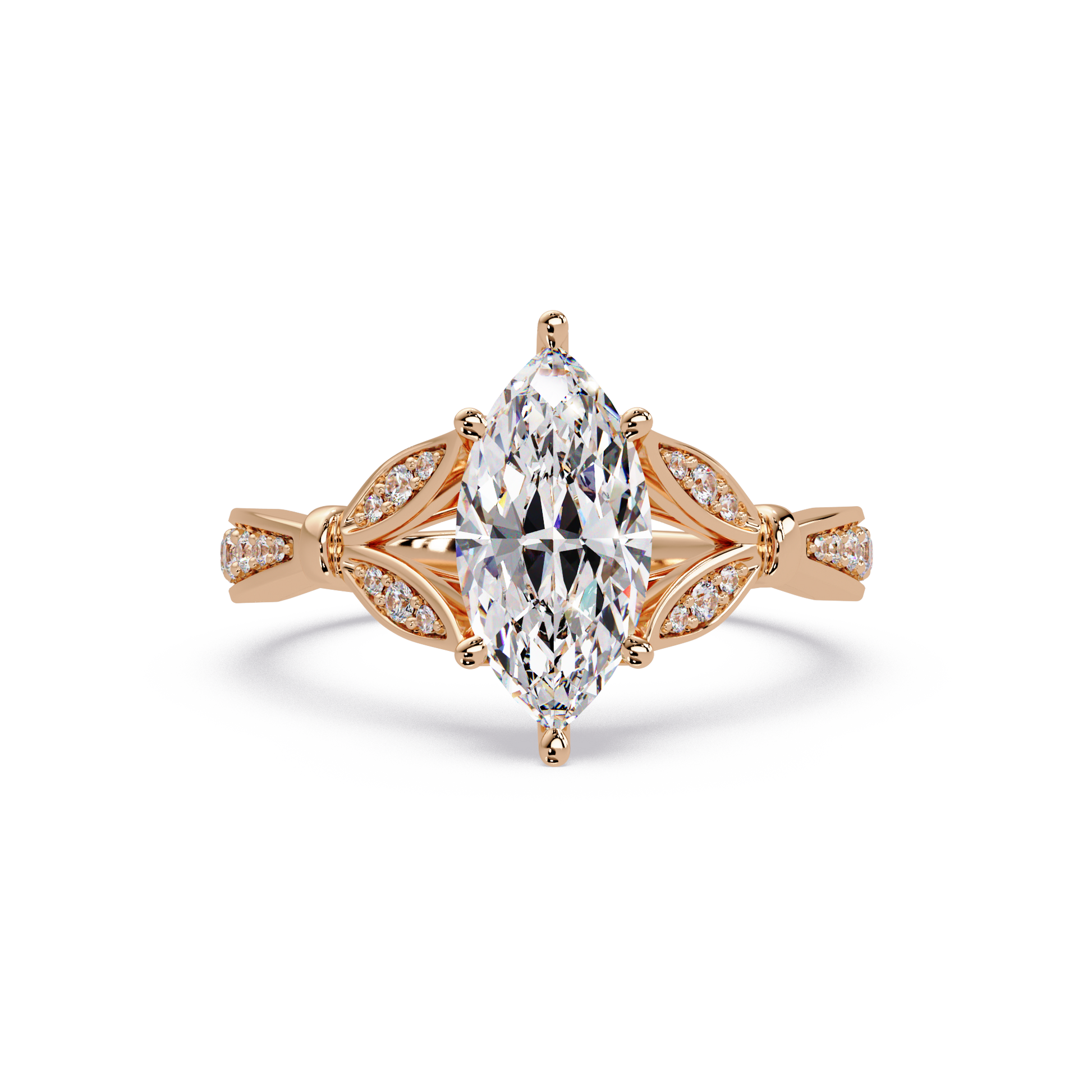 Marquise Cut Lab Grown Diamond Split Shank Ring