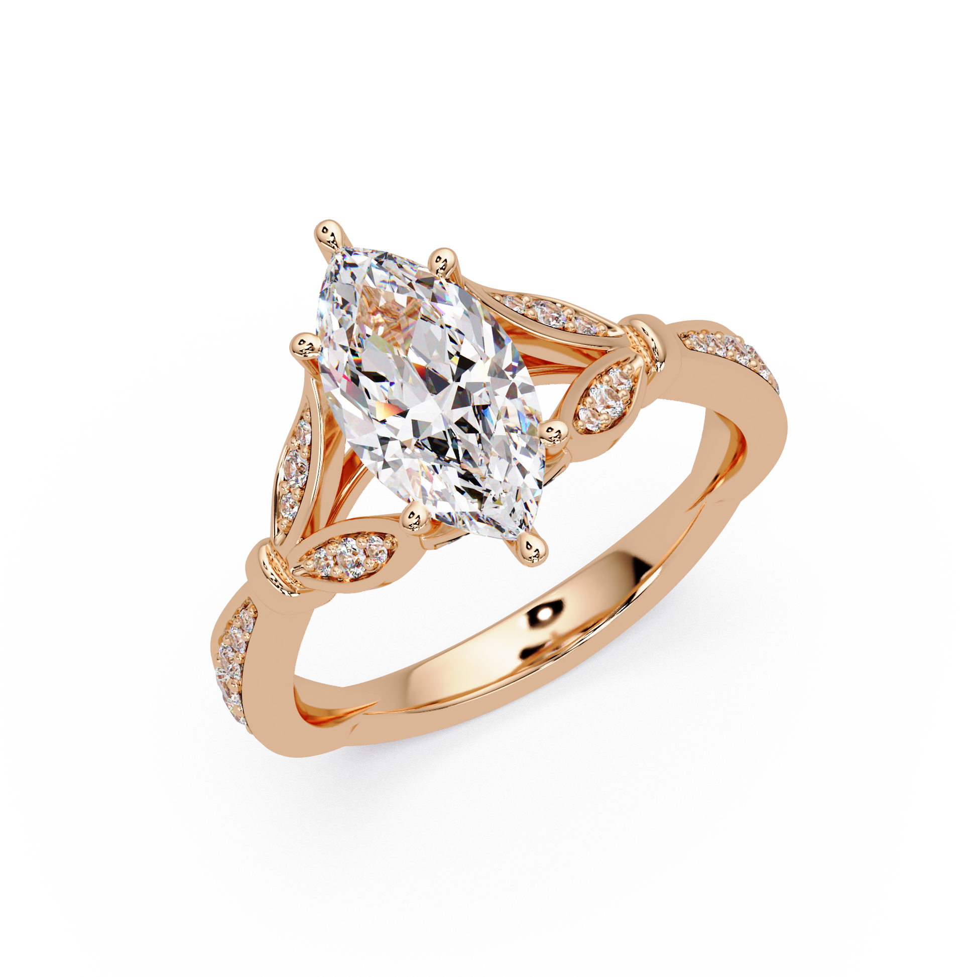 Marquise Cut Lab Grown Diamond Split Shank Ring