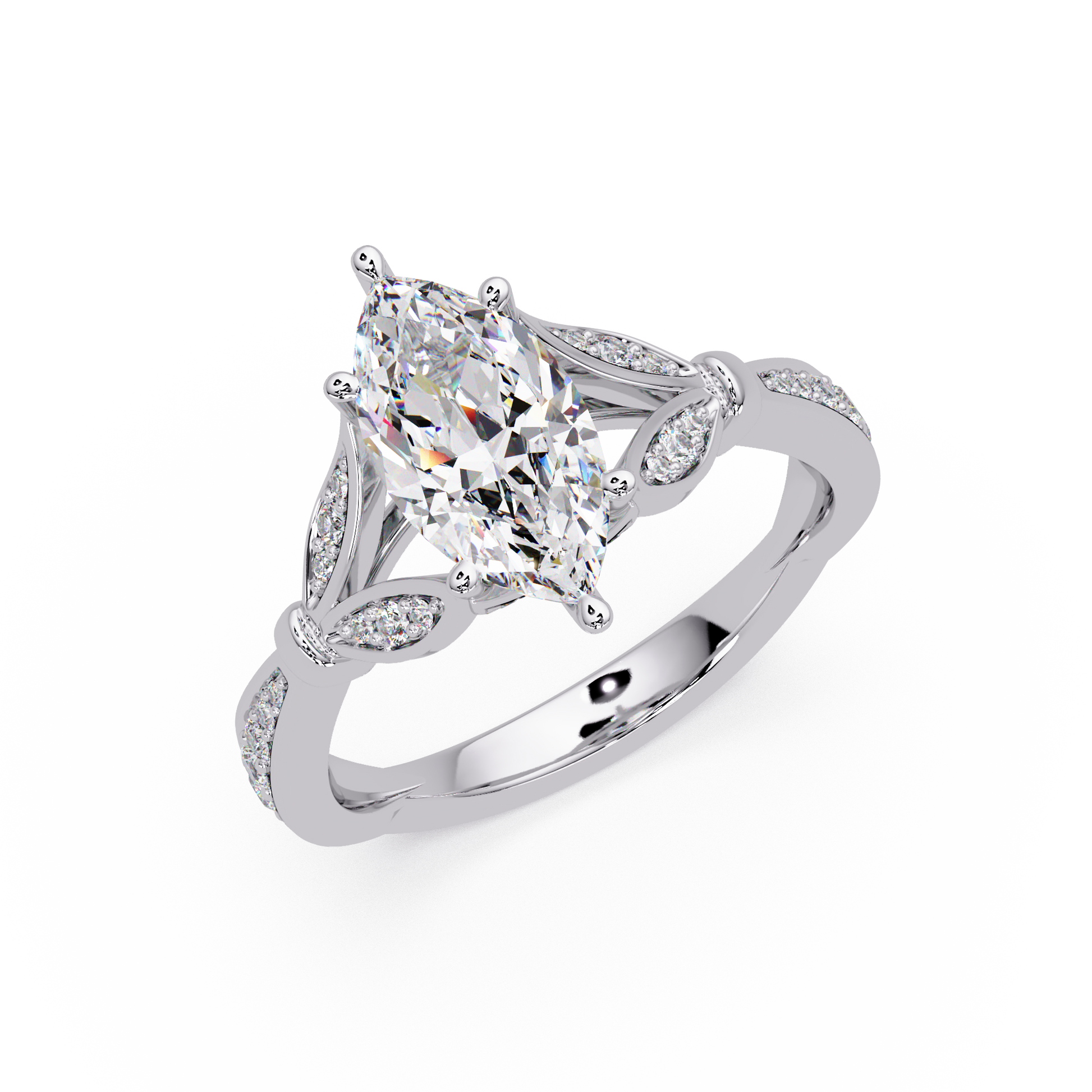 Marquise Cut Lab Grown Diamond Split Shank Ring