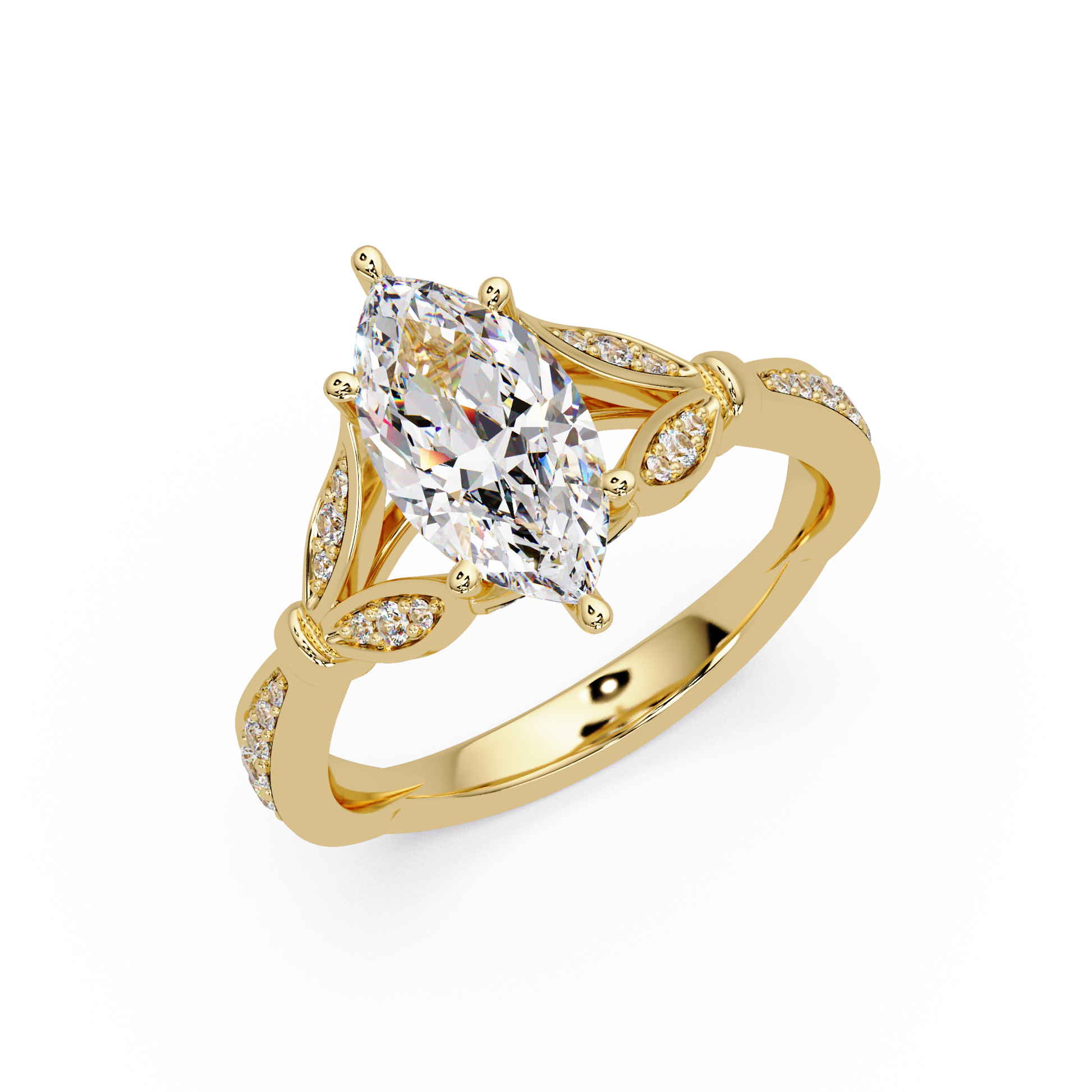 Marquise Cut Lab Grown Diamond Split Shank Ring