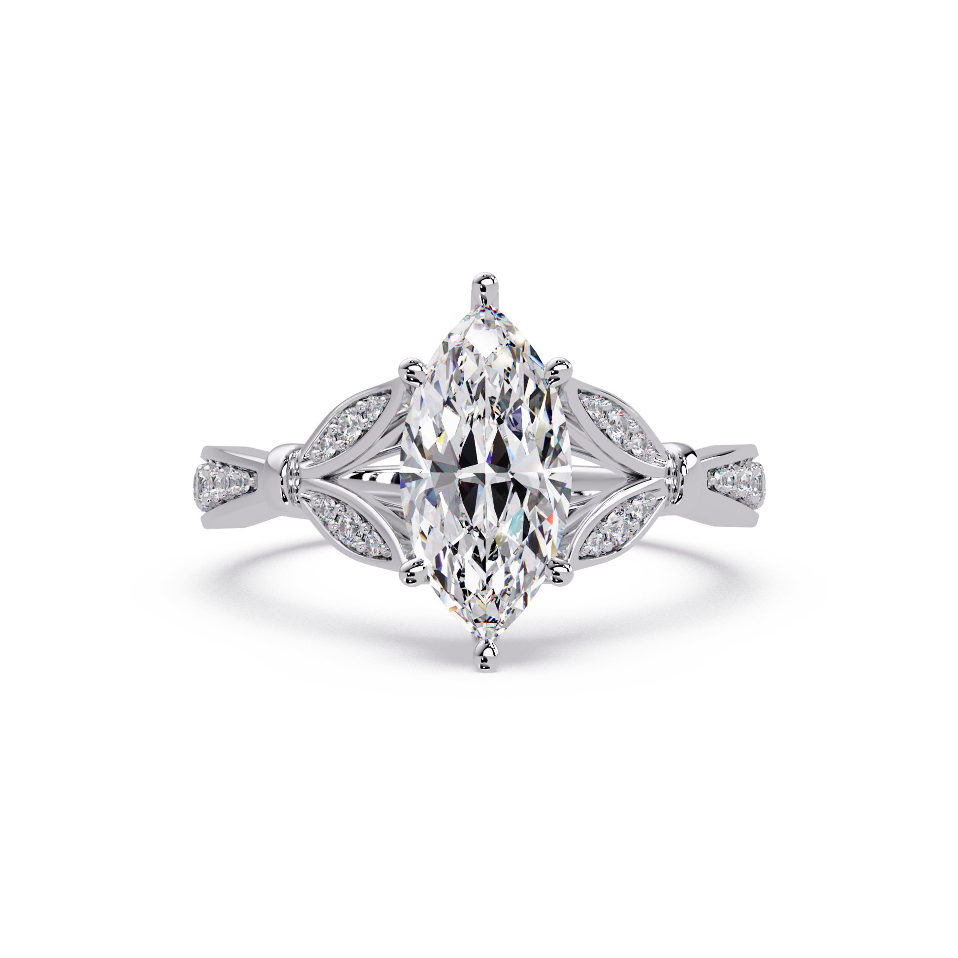 Marquise Cut Lab Grown Diamond Split Shank Ring