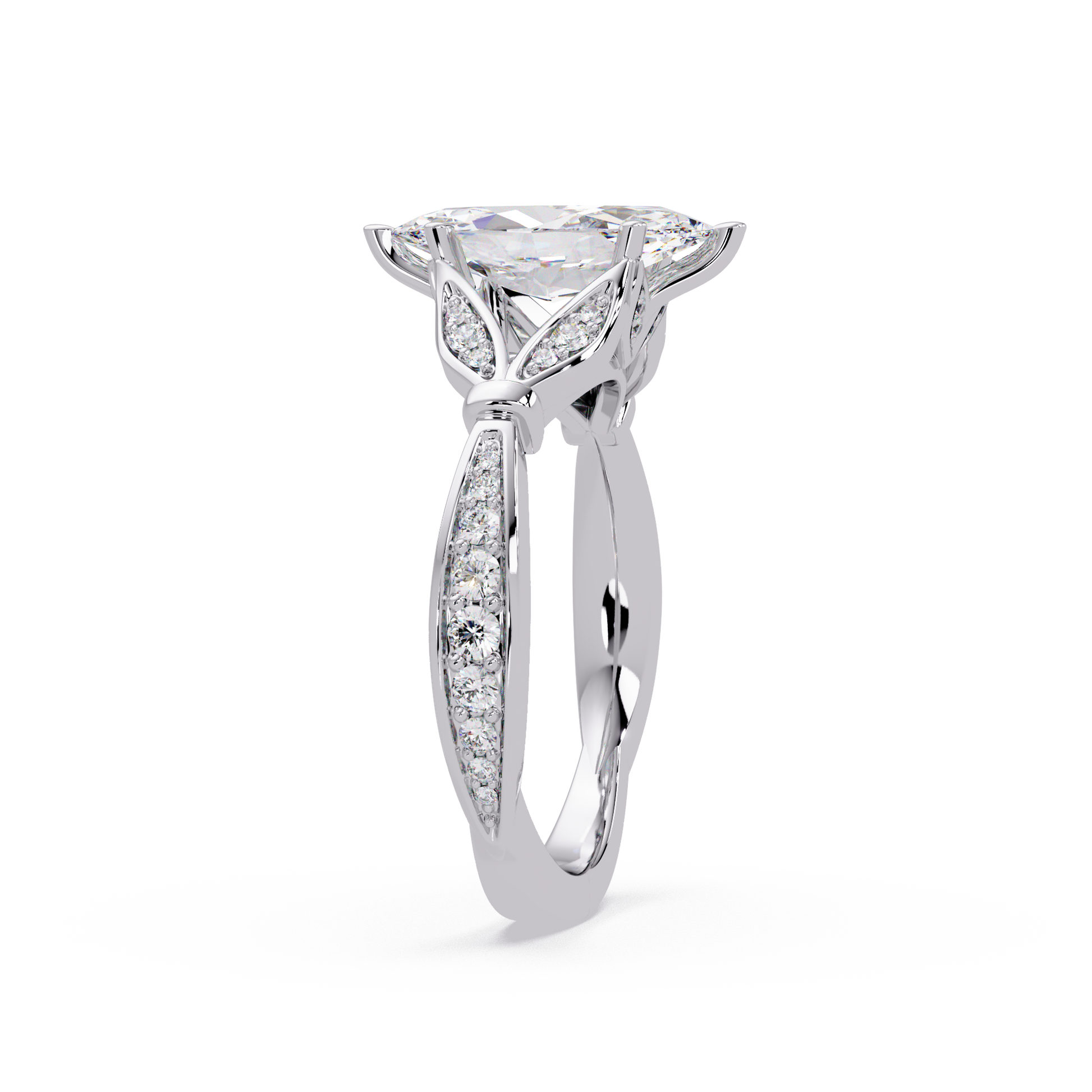 Marquise Cut Lab Grown Diamond Split Shank Ring
