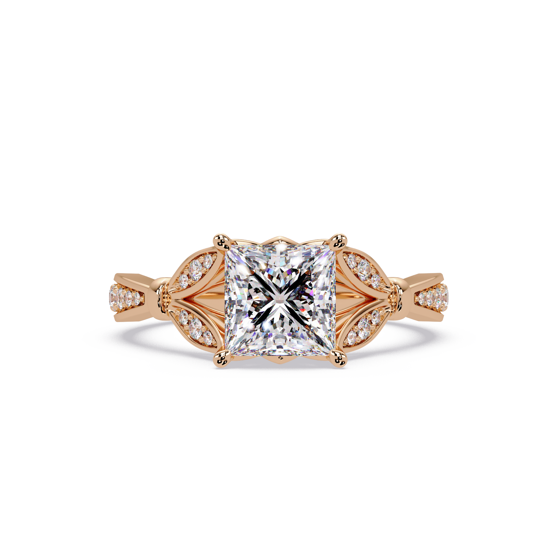 Princess Cut Lab Grown Engagement Ring Split Shank