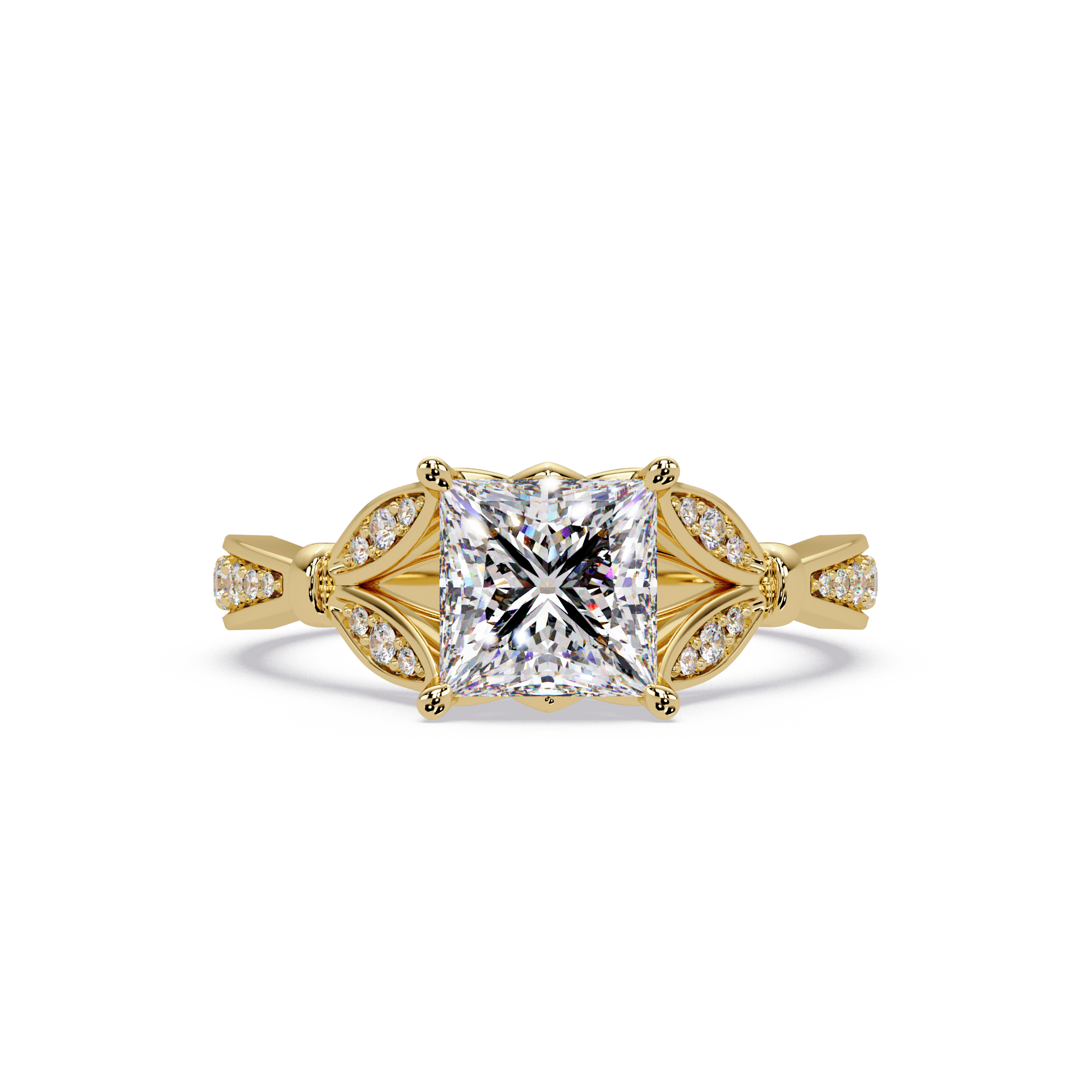 Princess Cut Lab Grown Engagement Ring Split Shank