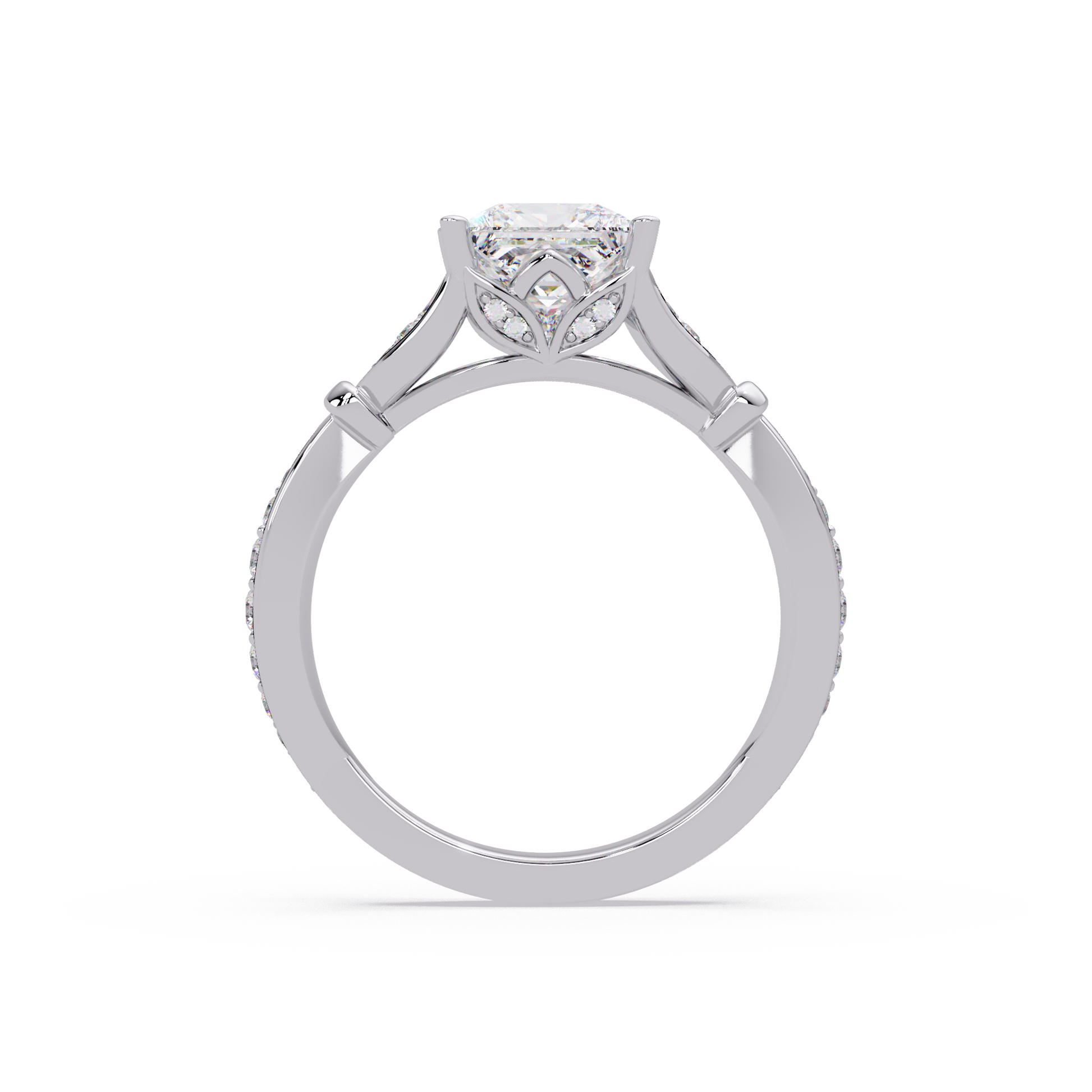 Princess Cut Lab Grown Engagement Ring Split Shank
