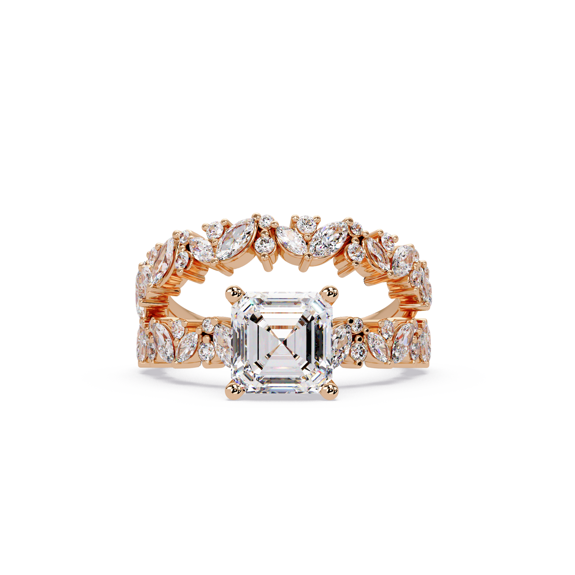 Asscher Cut Lab Grown Diamond Engagement Ring in Accent Shank