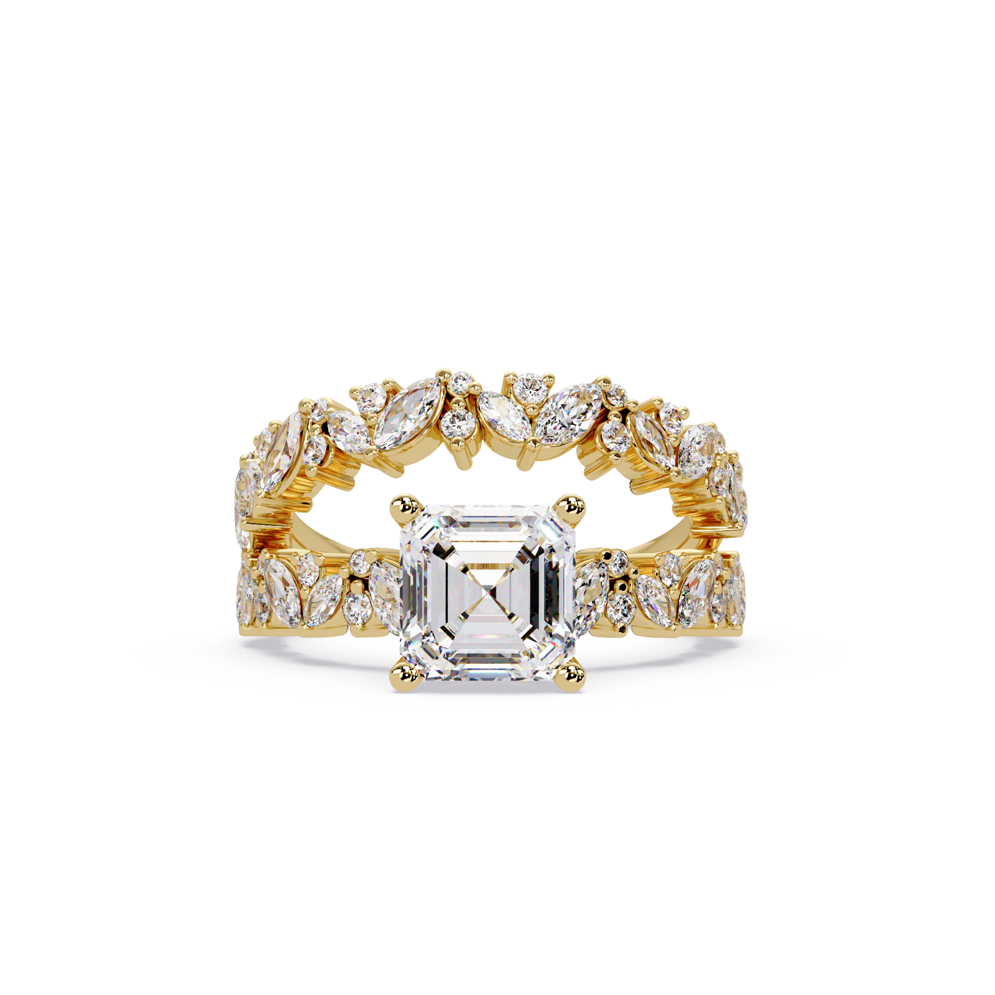 Asscher Cut Lab Grown Diamond Engagement Ring in Accent Shank