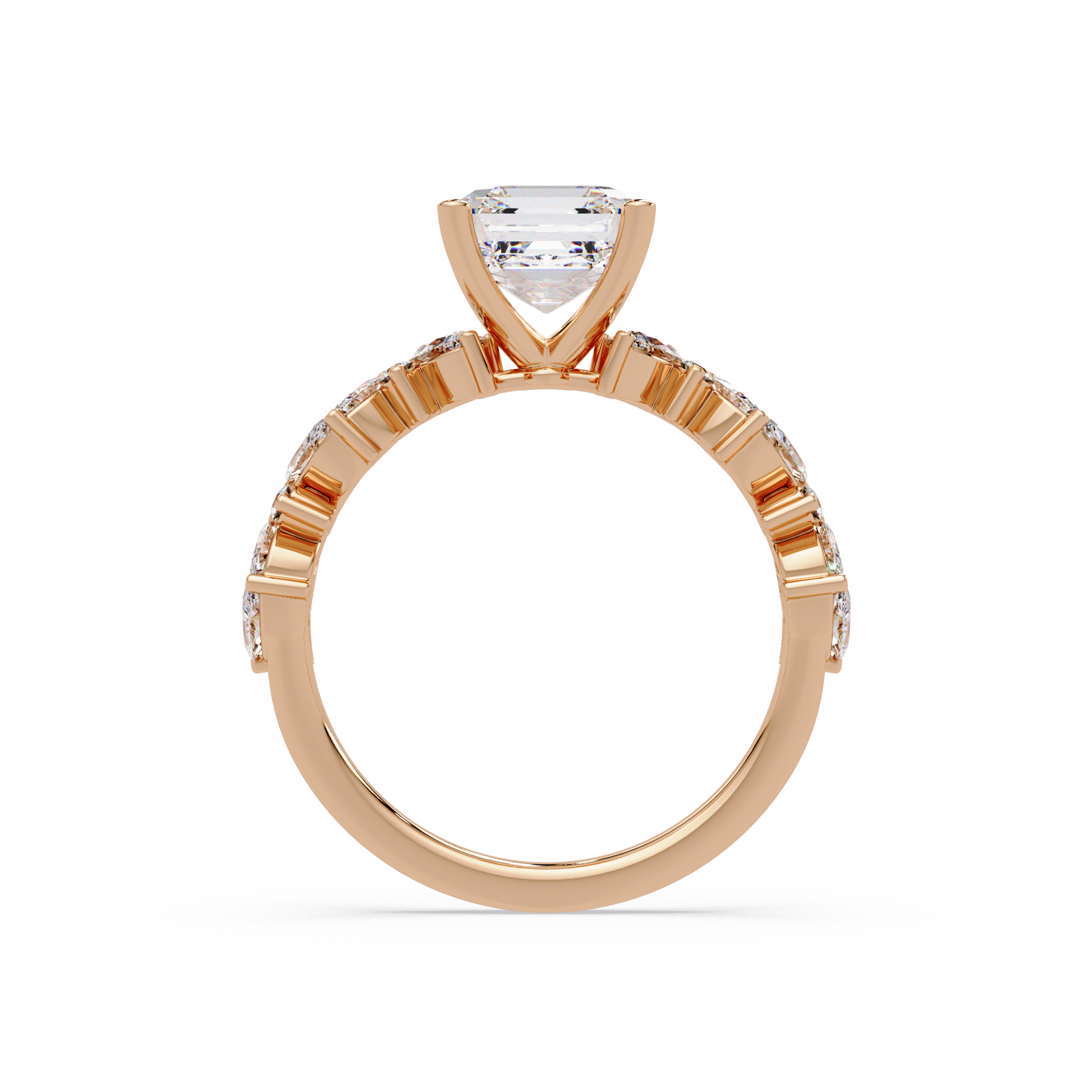 Asscher Cut Lab Grown Diamond Engagement Ring in Accent Shank