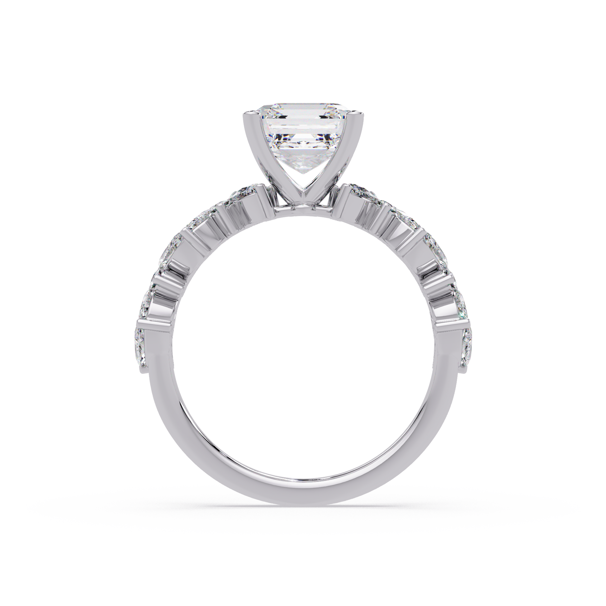 Asscher Cut Lab Grown Diamond Engagement Ring in Accent Shank