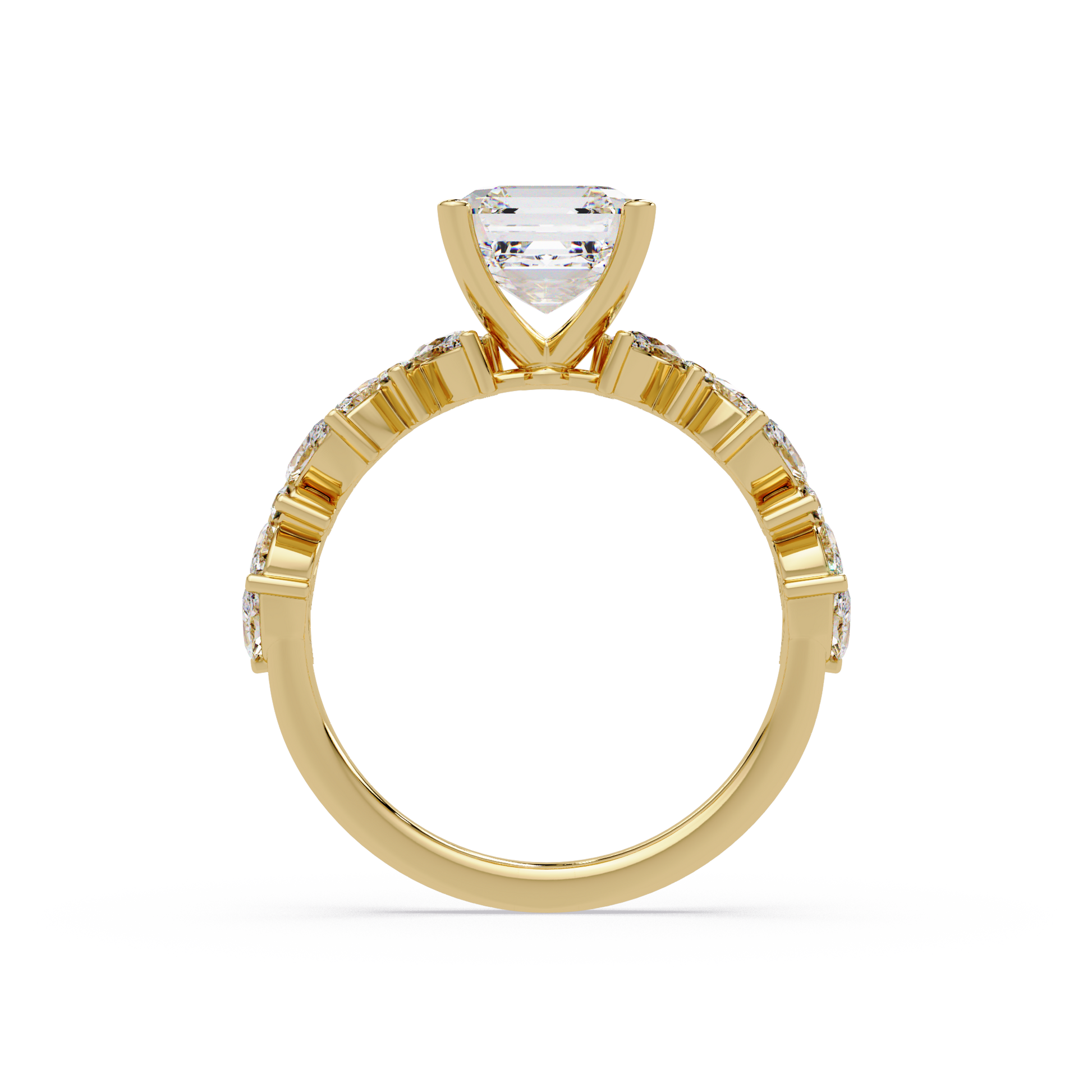 Asscher Cut Lab Grown Diamond Engagement Ring in Accent Shank
